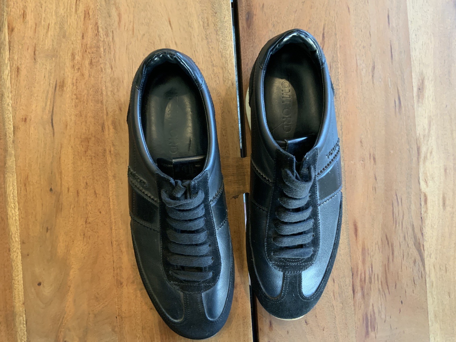 Tom Ford Black Suede and Leather Oxford Sneakers Size 8