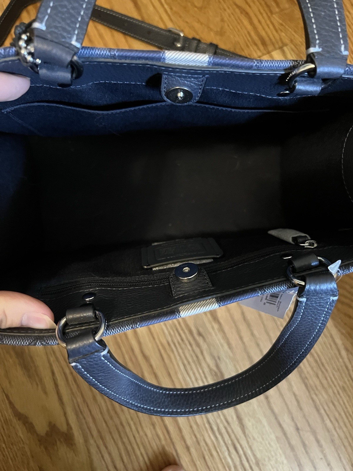 Coach Signature C Gallery Tote Navy Multi Snap Closure w/ Detachable Strap