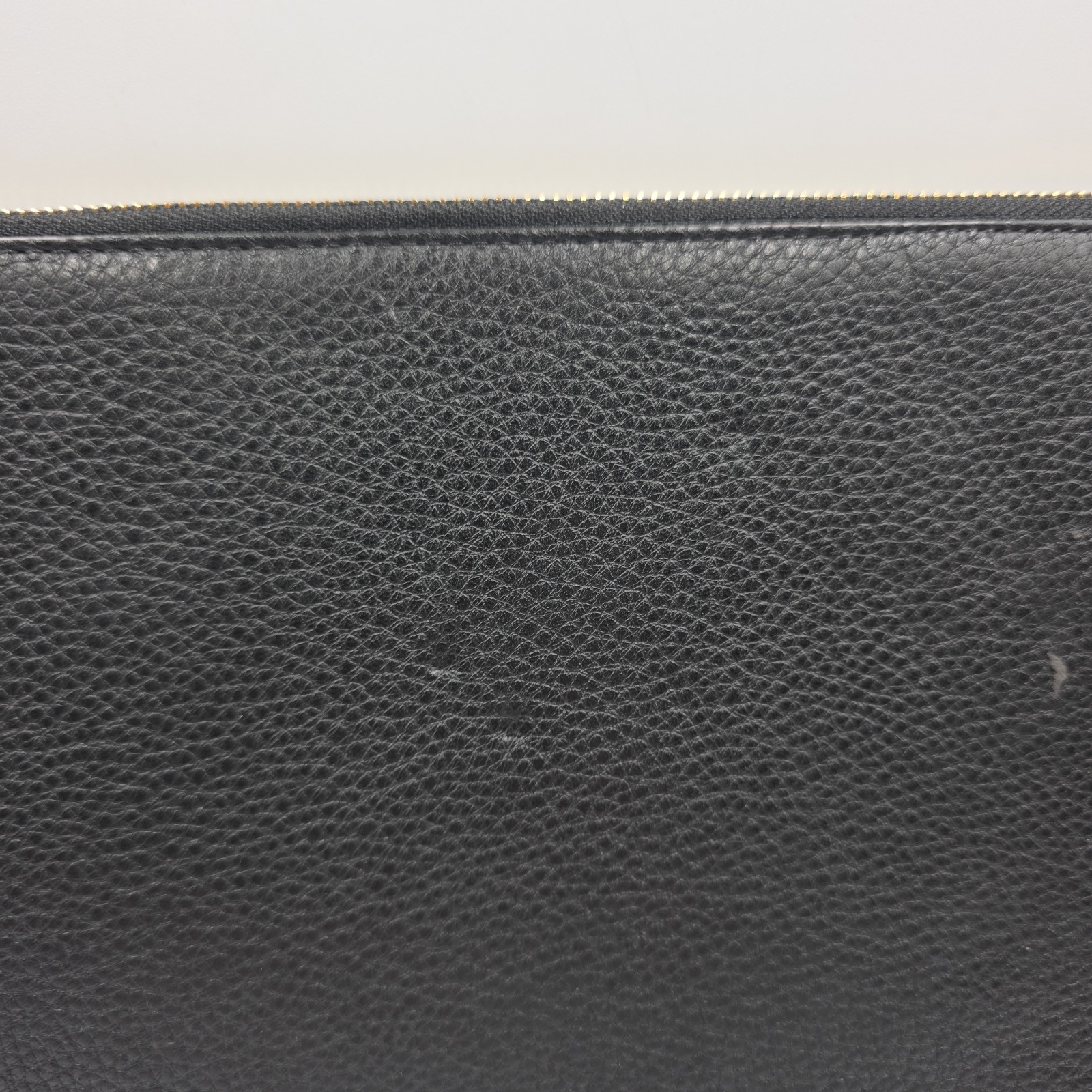 Coach Crosby Push Lock Black Pebbled Leather Zip Top Pouch Bag Document Table