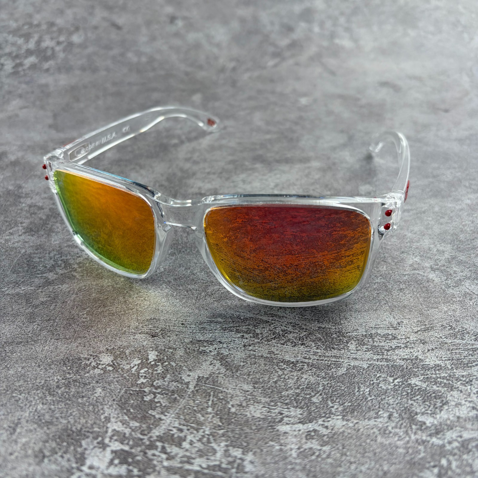 Oakley Holbrook Shiny Clear Polarized Ruby Lens Sunglass