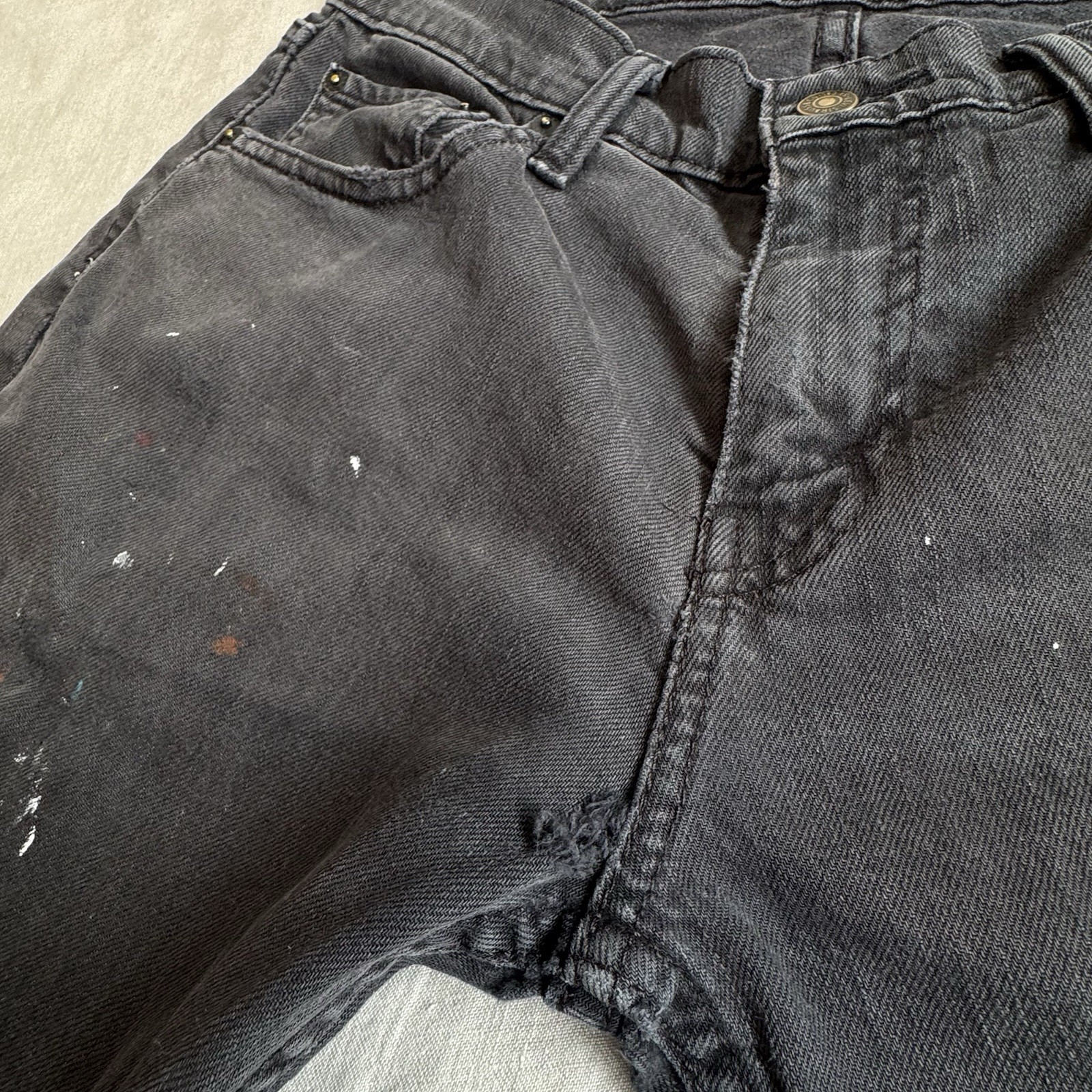 Levi’s 511 Men 30×30 Jeans Black Distressed Paint Splatter Stains Artful Denim