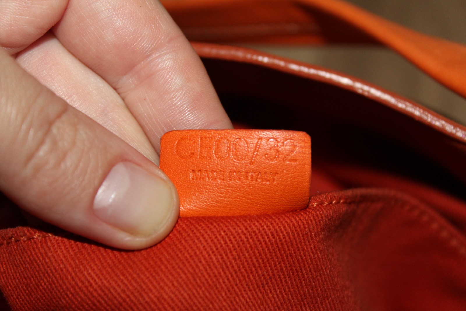 Celine Boogie Tote Bag Orange Leather Open Pockets Auth CE00/23