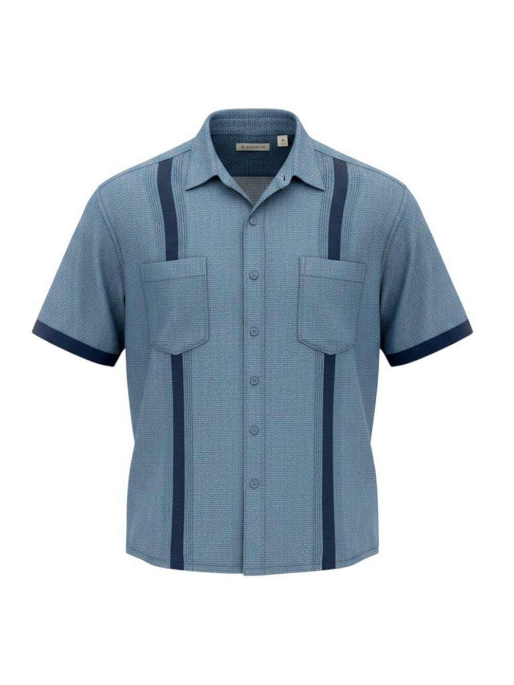 Cubavera Men’s XL Guayabera Shirt Blue Linen Blend Short Sleeve Button Up EUC