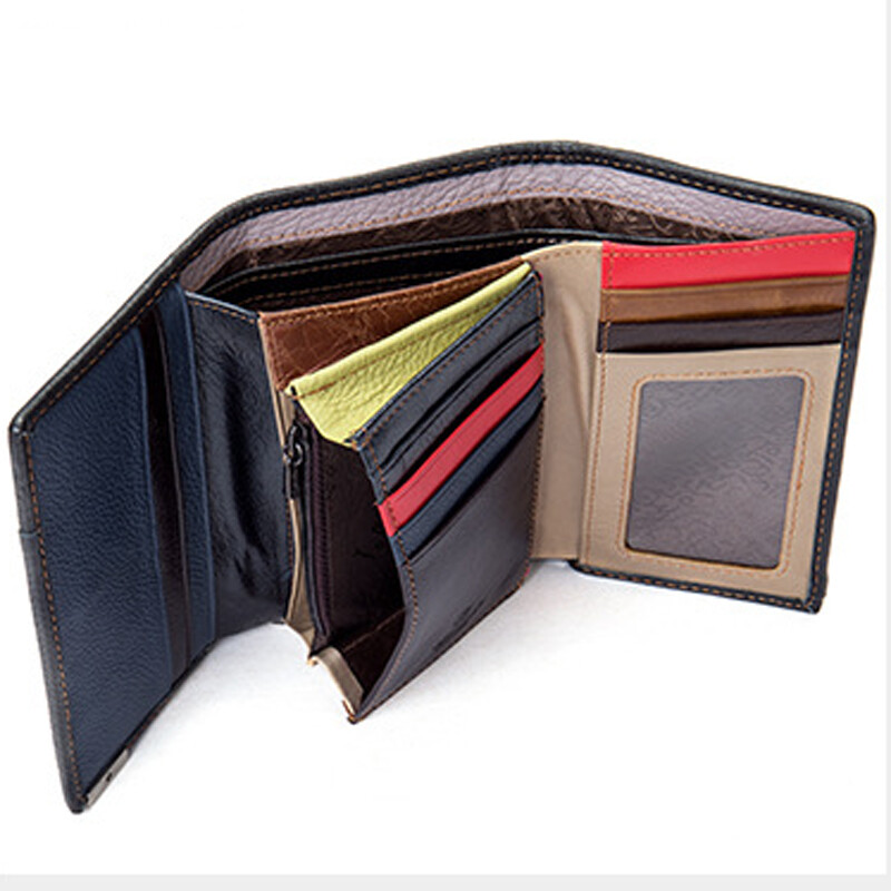 100% Genuine Leather Colorful Blocks Patchwork Clutch Women’s Long/Short Wallet
