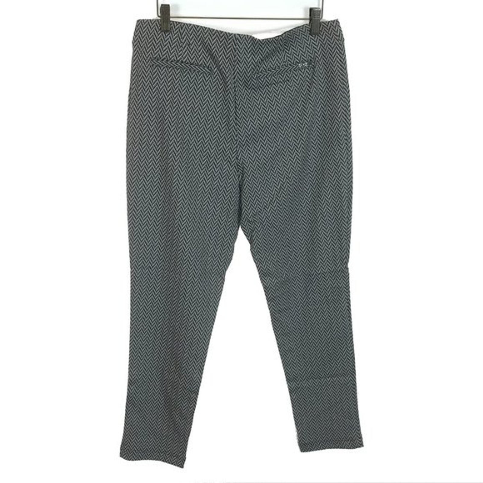NWT Womens Size 14 14×28 Calvin Klein Gray Sleek Pull On Herringbone Pants