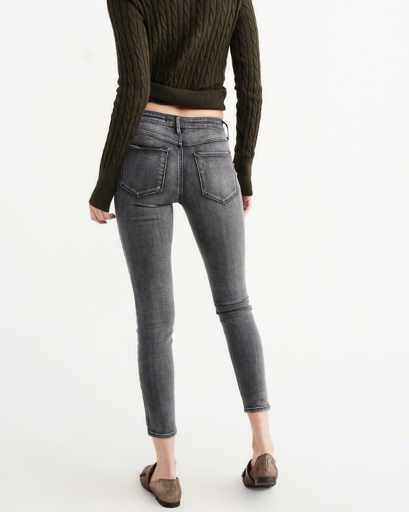 Abercrombie & Fitch Super Skinny Ankle Jeans Grey Denim 26 New Gray Vintage NWT