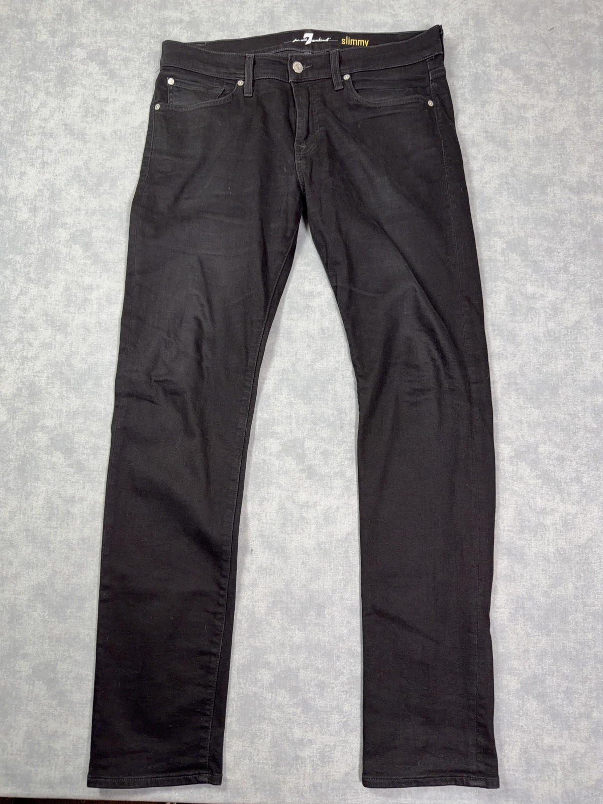 7 For All Mankind Slimmy Jeans Mens 32×31 Black Slim Straight Stretch Denim