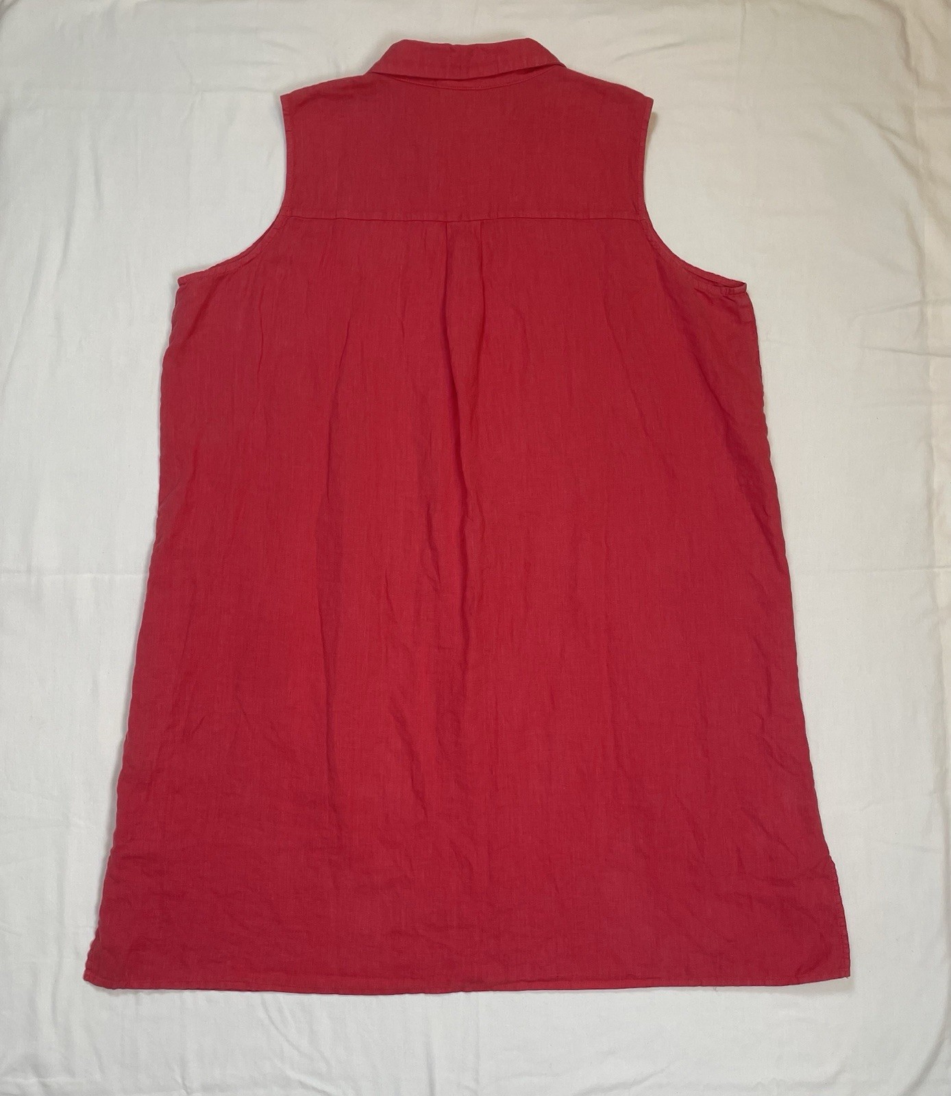Eileen Fisher Organic Linen Sleeveless Shirt Dress Size 1X in Coral