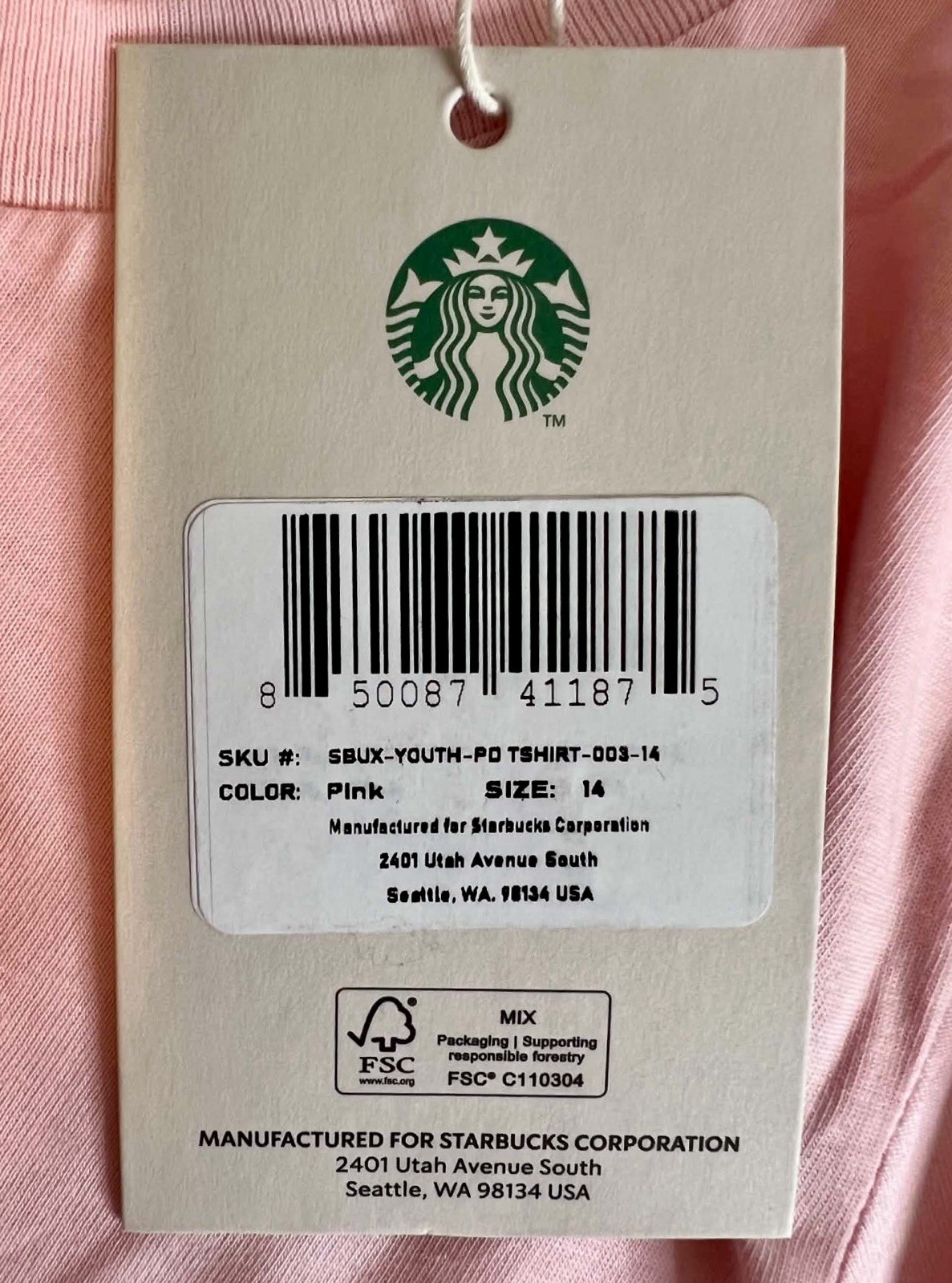 Starbucks Pink Bear Barista T-Shirt Logo Limited Edition Top NWT