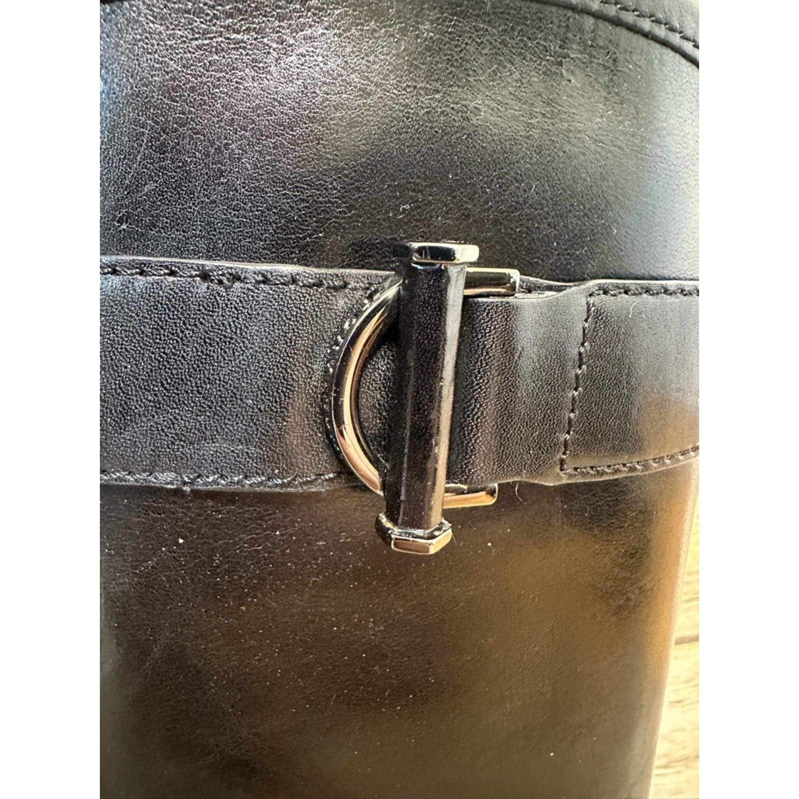 Tory Burch ‘Grace’ Boot Black Leather Size 9.5 riding twist lock