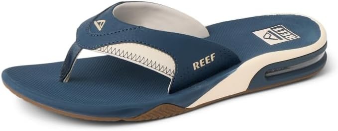 Man Reef Fanning Heel Air Cushioning Flip Flop Sandal CJ9043 Navy/Oat Brand New