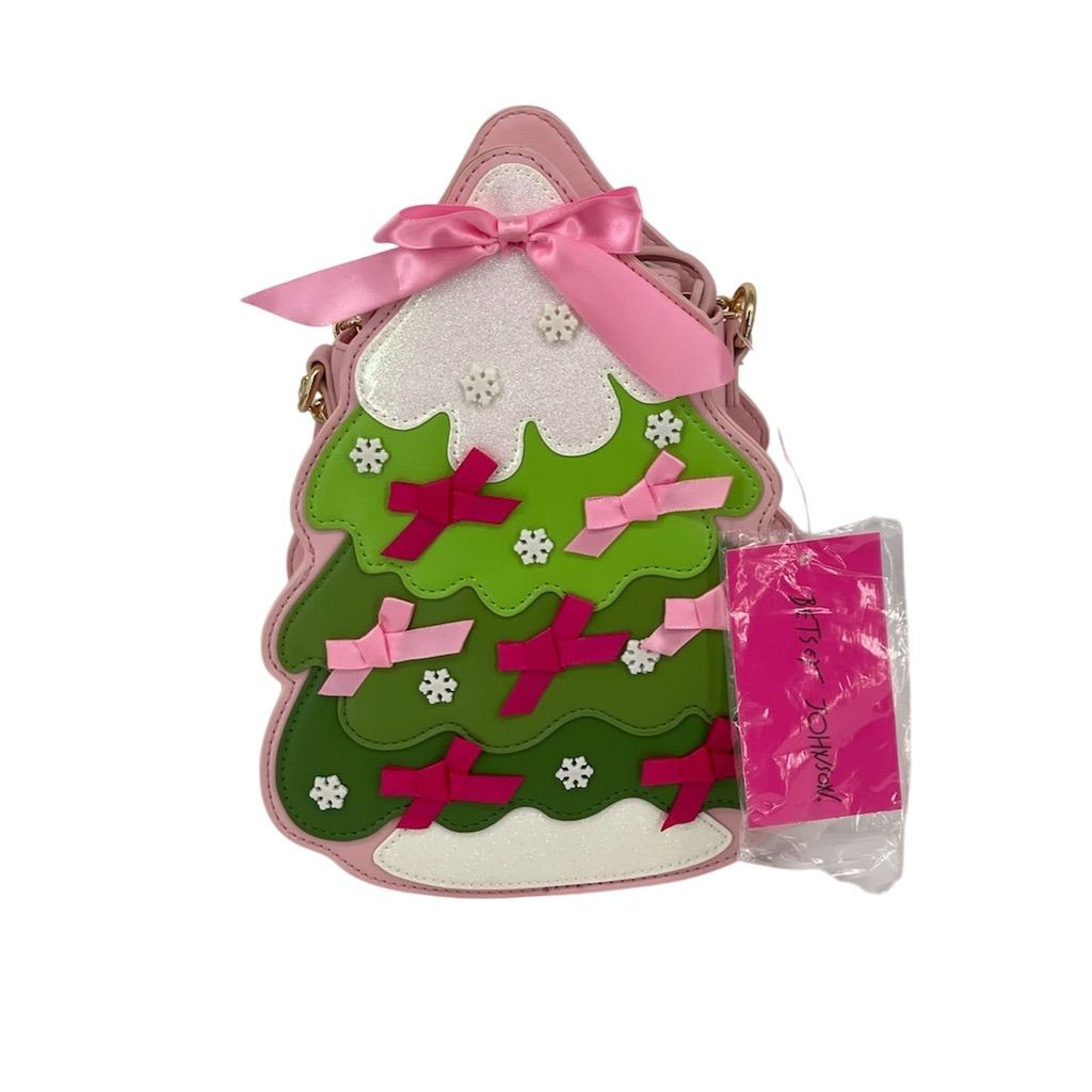 NWT Betsey Johnson Christmas Tree Crossbody Bag Pink Multi Small