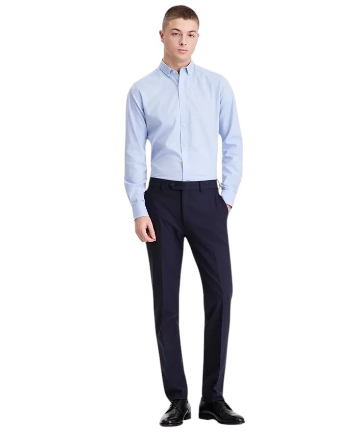 Tommy Hilfiger Mens Modern fit Dress Pants 36 / 34 Navy Blue Solid Stretch Linen