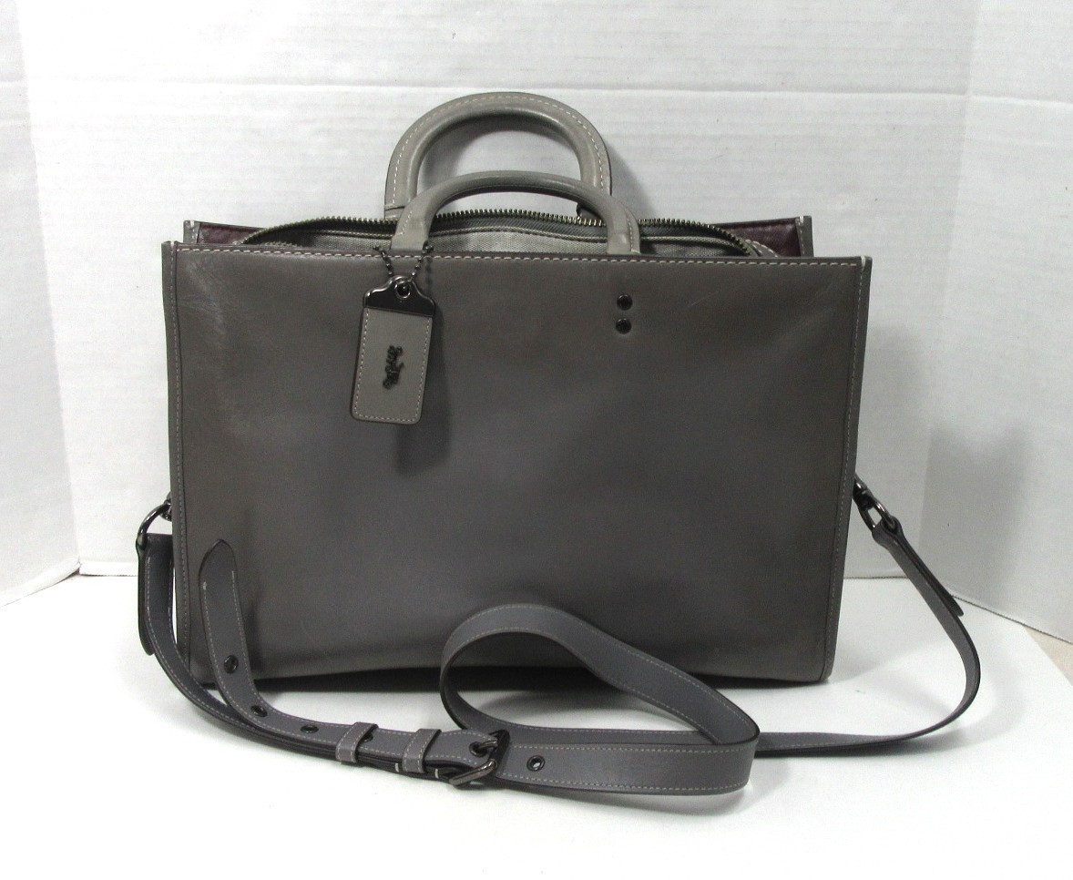 COACH ROGUE BRIEF LAPTOP BAG GENUINE GLOVETANNED LEATHER GRAY STYLE 11647