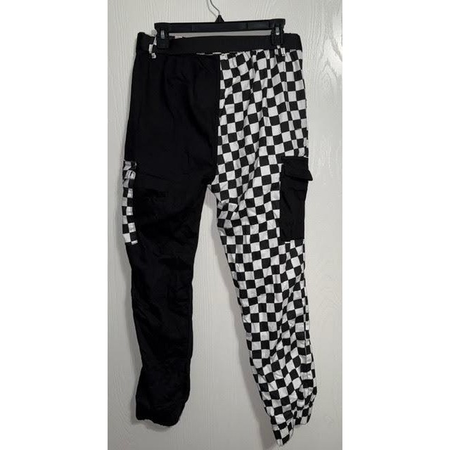 Almost Famous Checkerboard Jogger Pants | Y2K Streetwear Moto Racer Black White