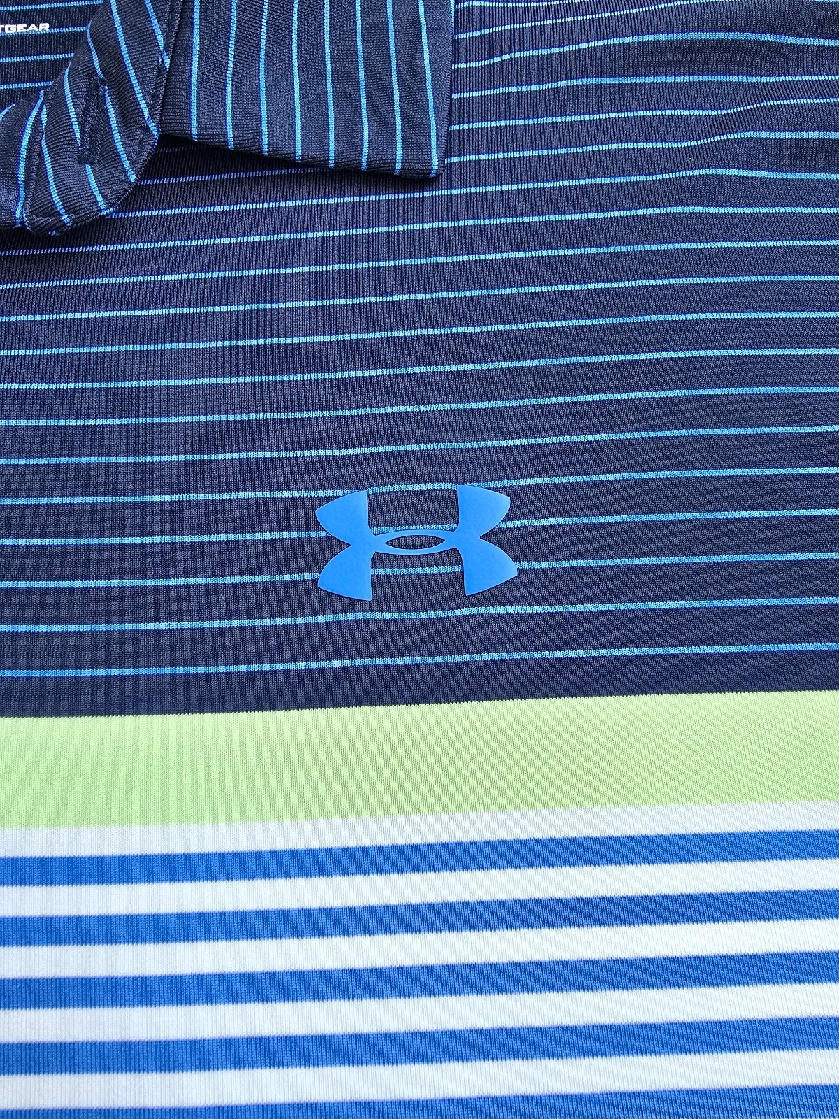 Under Armour Playoff Striped Golf Polo Shirt Men’s Large EUC
