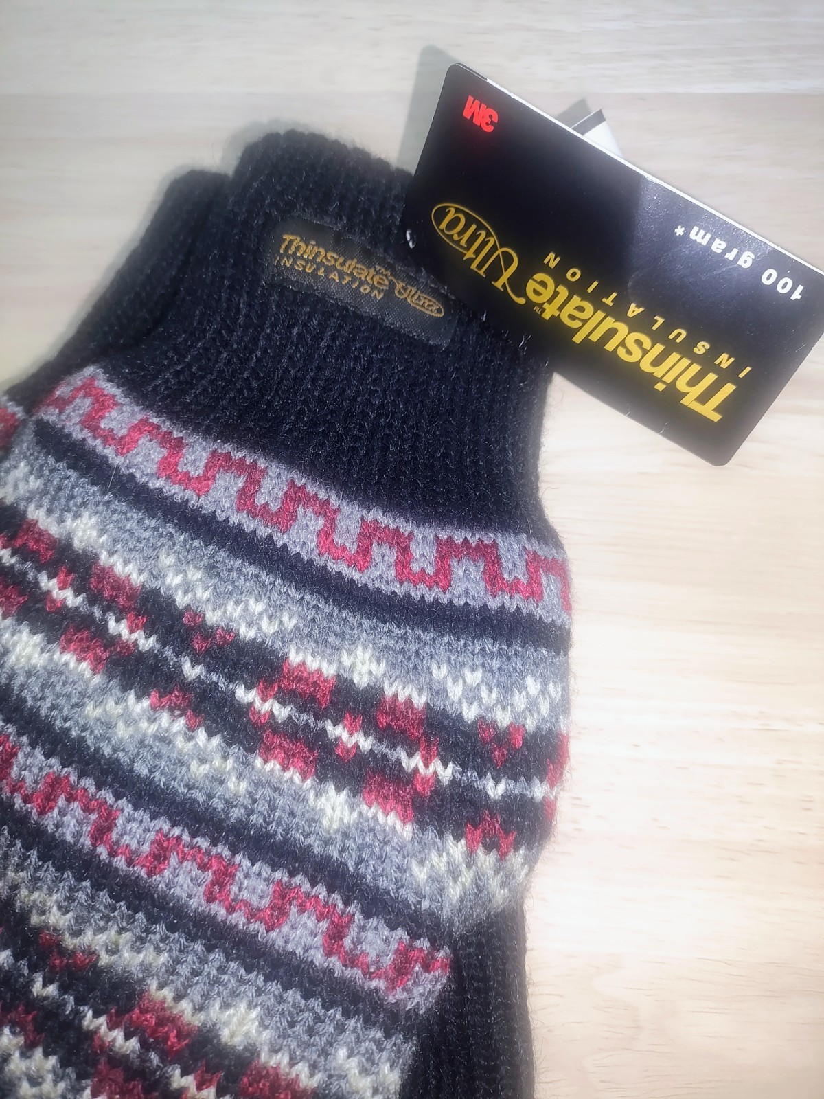2 Prs Vtg Thinsulate Plus Acrylic Mohair Blend Gloves Brown Black Fair Isle NWT