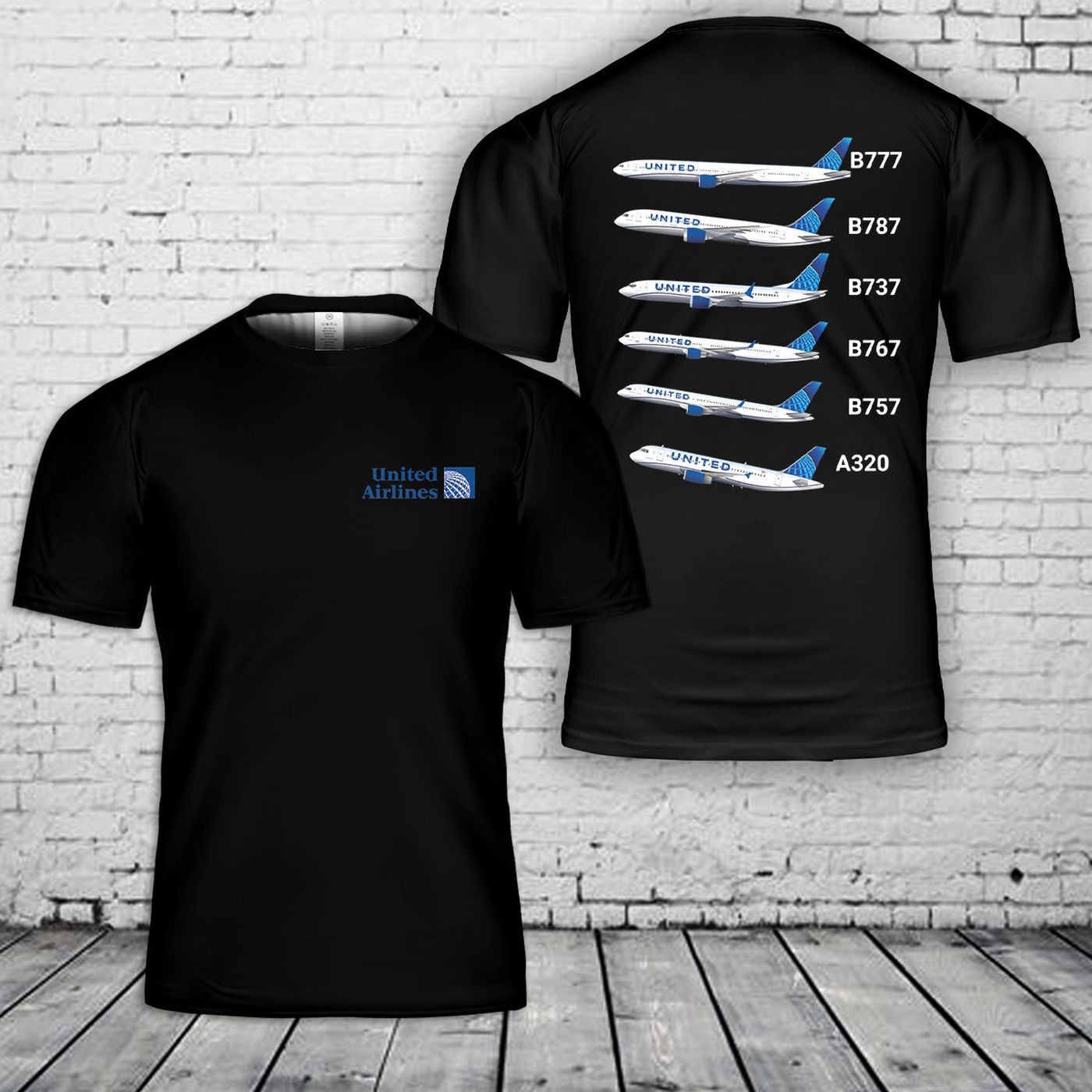 United Airlines Fleet T-Shirt Gift For Dad