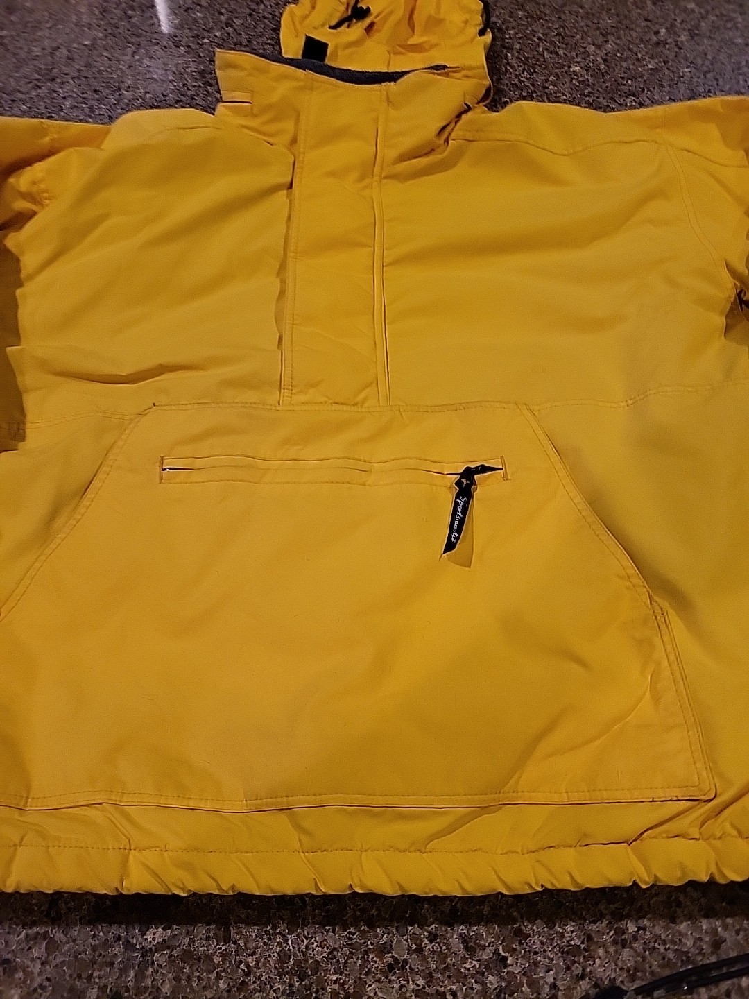 Vintage Sports master Yellow 1/4 Zip Pullover Jacket Large Lined w/Hood USA