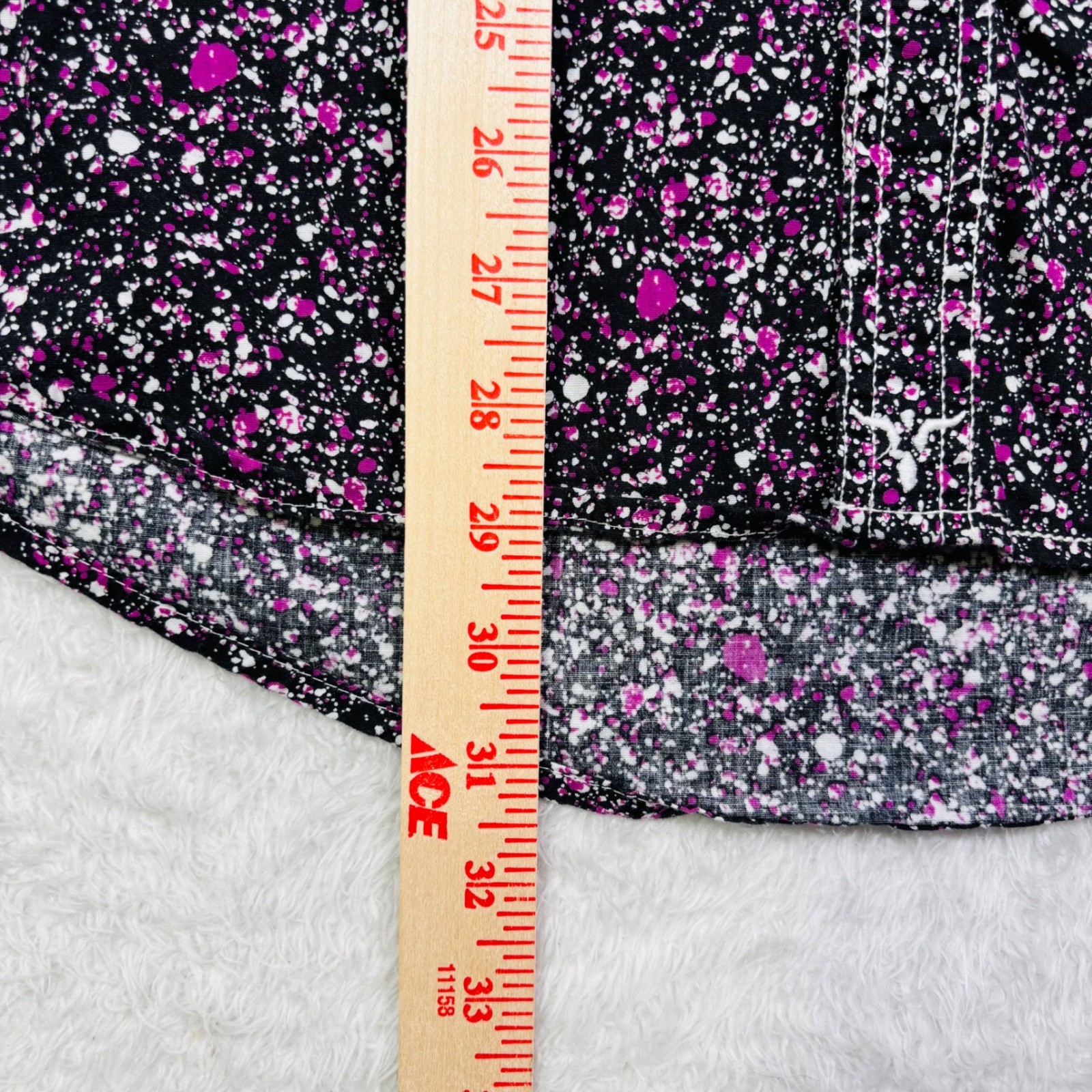 Wrangler 20X Western Shirt Men L Black Pink Paint Splatter Pearl Snap Flip Cuffs