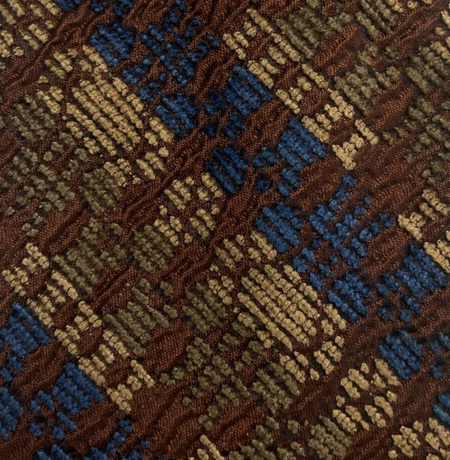 Blue Tan Brown Corduroy Stripes Silk Viscose Tie Italy