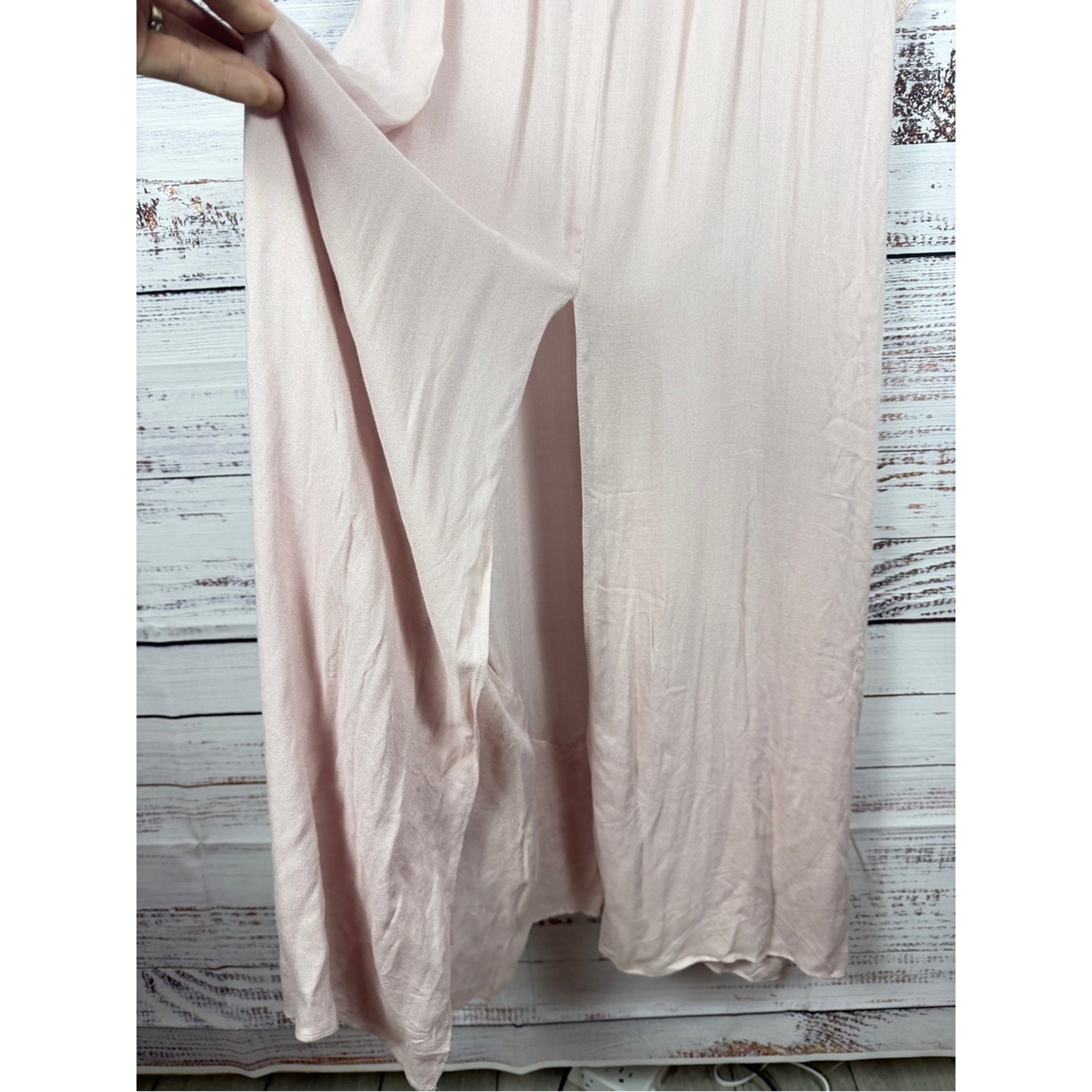Free People Intimately Pink Blush Crochet Lace Maxi Nightgown Gown Boho
