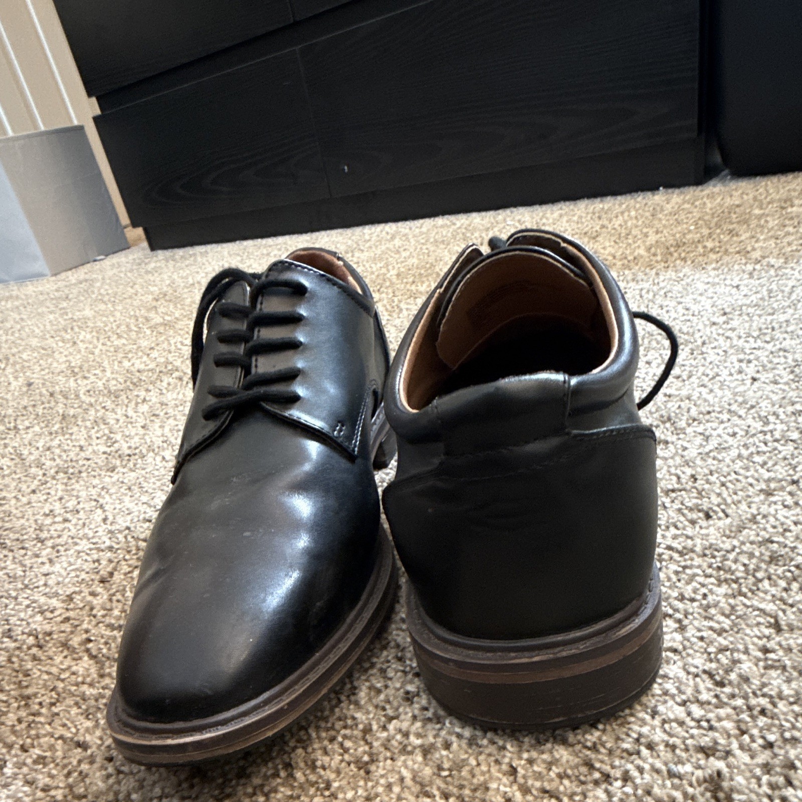 Men’s Black Leather Lace-Up Oxford Dress Shoes Solid, US Size 10