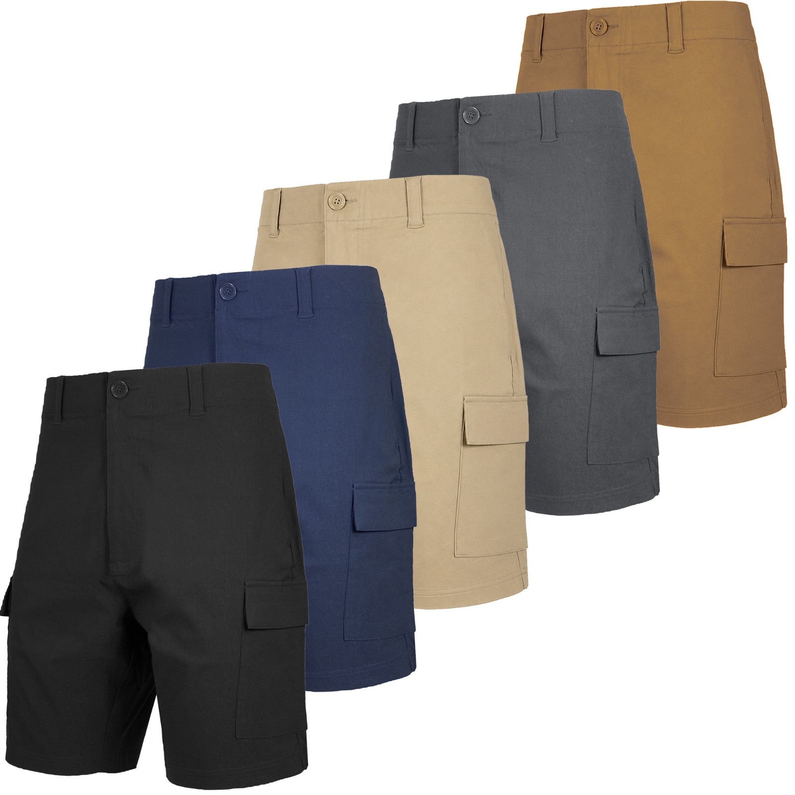 Mens Stretch Cargo Shorts & Stretch Classic Chino Shorts Flat Front Lounge 30-42