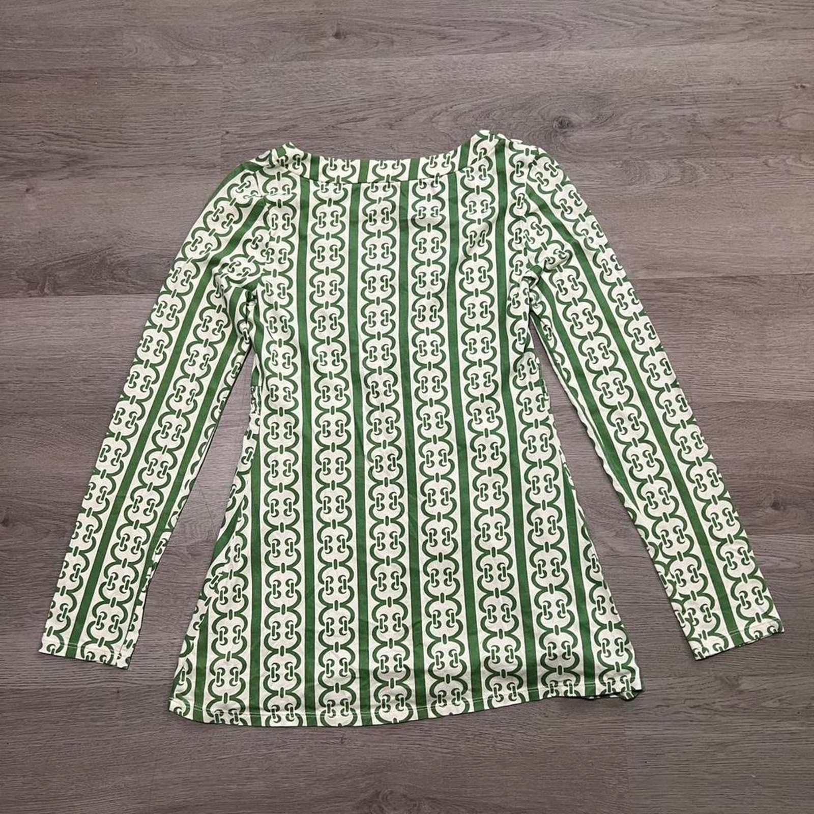 Merona green and white patterned, milkmaid milk maid peasant, peplum fitted