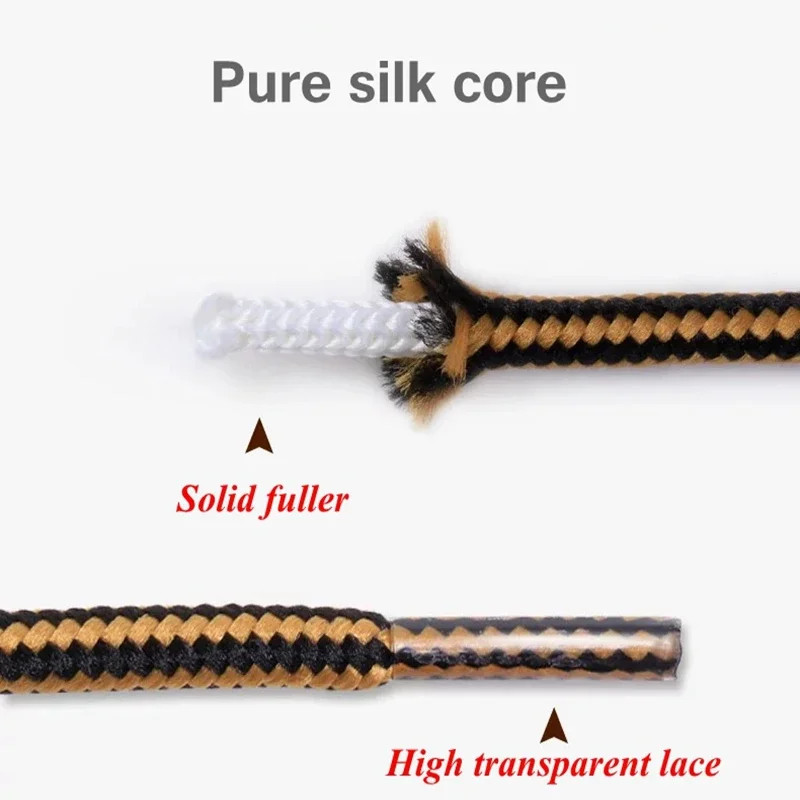 1 Pair Outdoor Boots Shoelaces Striped Double Color round Hiking Walking Sports