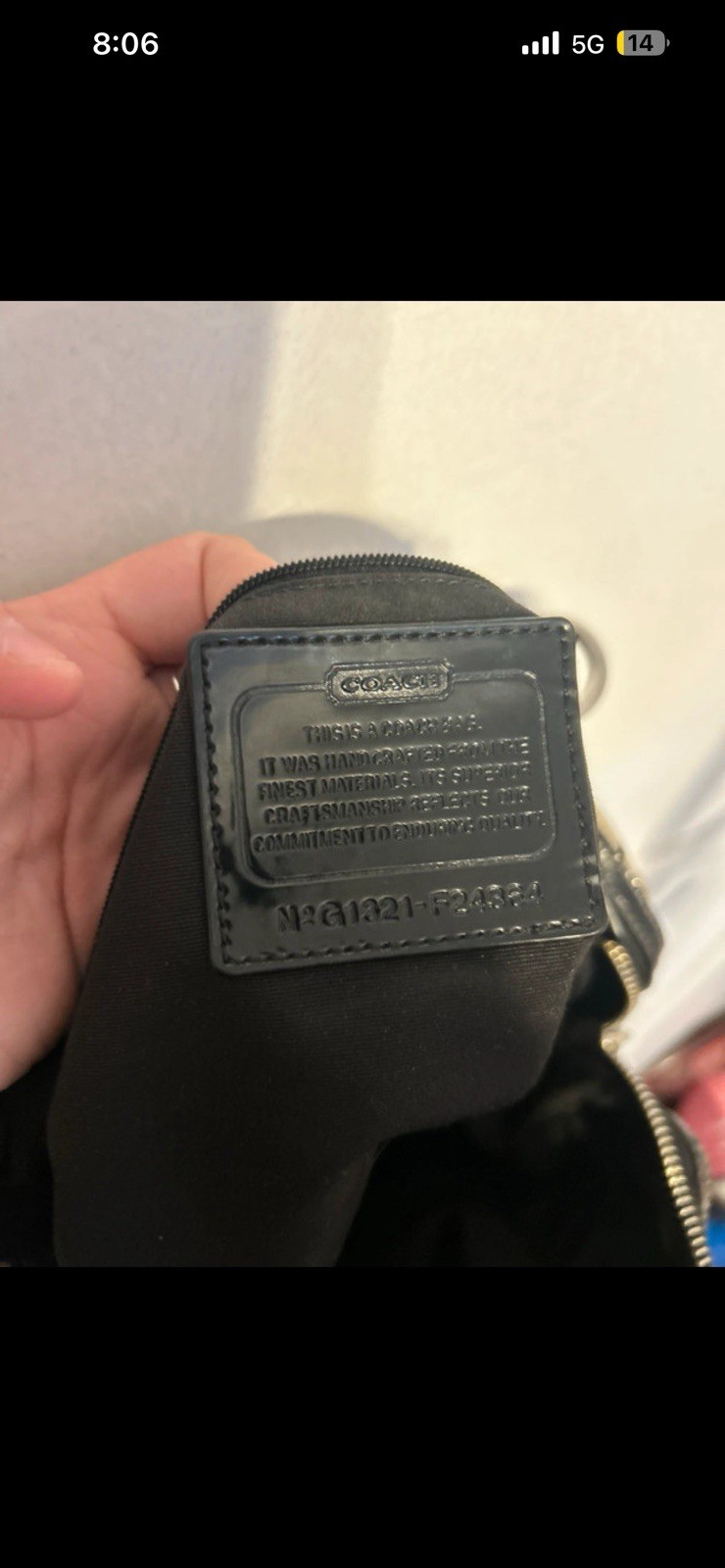 Coach Black/Beige Signature Logo Satchel Bag Zip Closure Silver Hardware Pockets