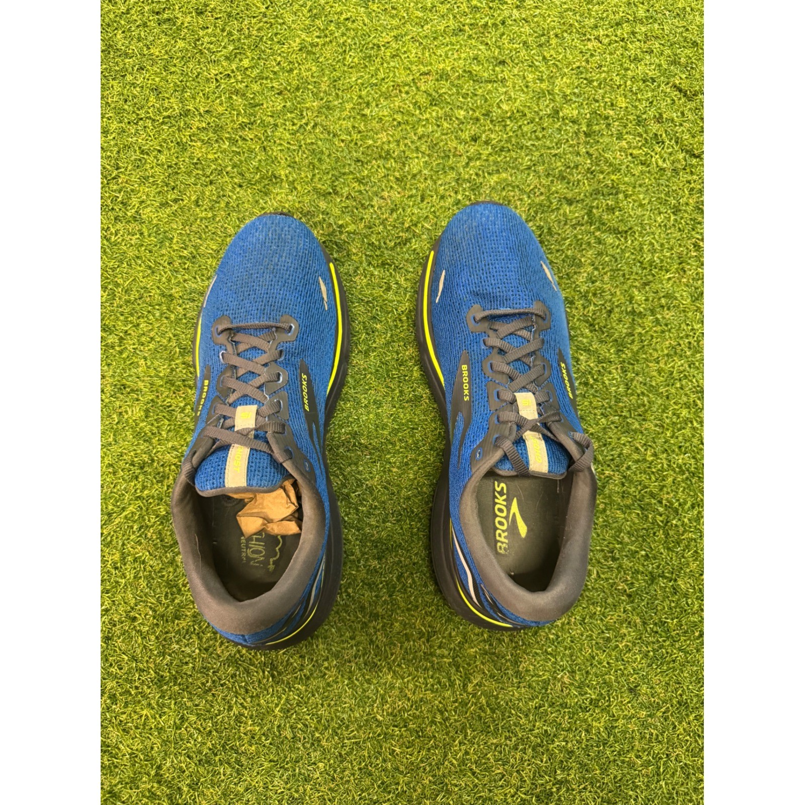Brooks Ghost 15 Mens Running Shoes Blue Black Neon Yellow 1103931D403 Size 10.5