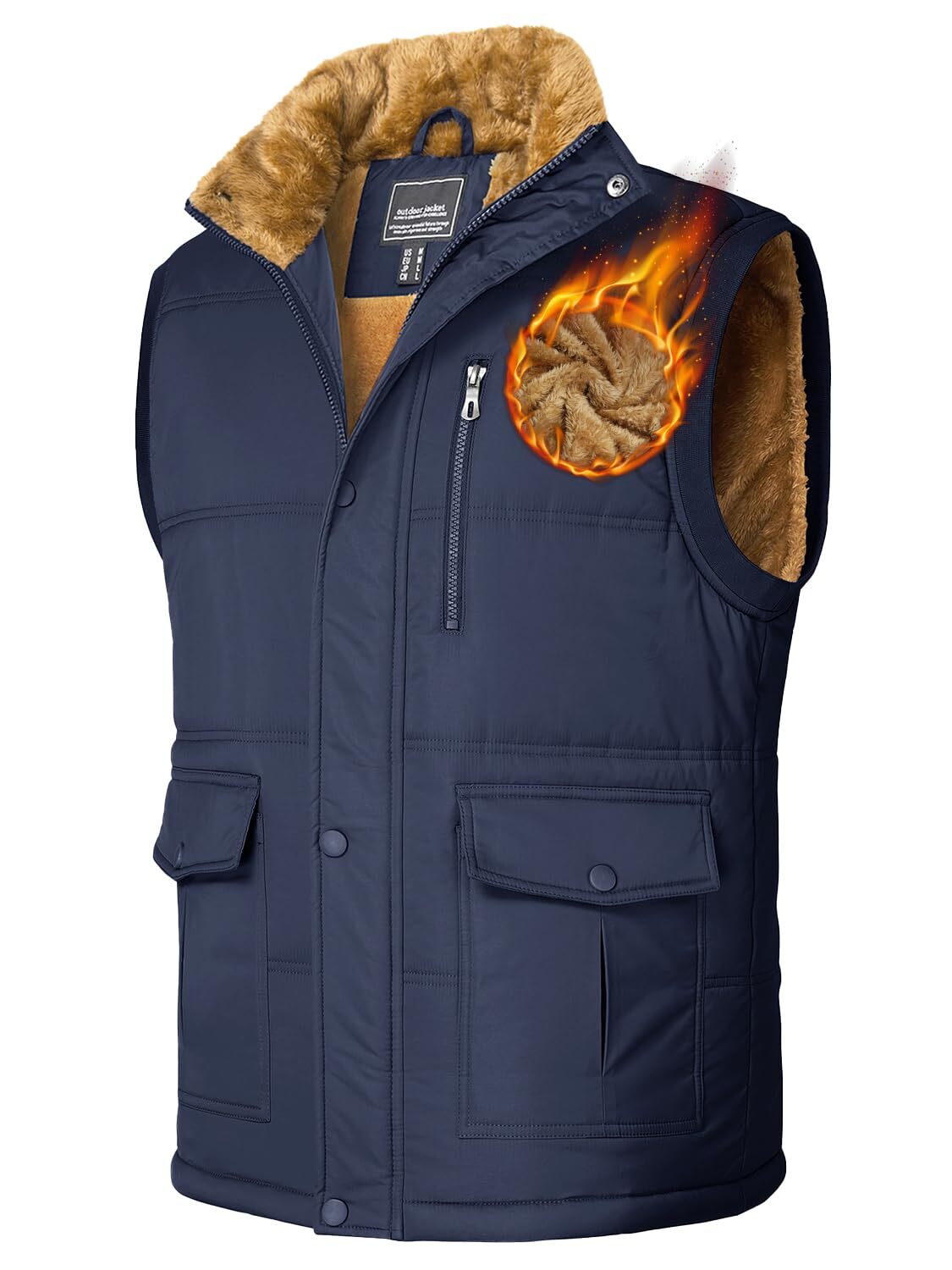 Men’s Winter Vests Sleeveless Jackets Casual Warm Fleece Lined Padded Outerwear