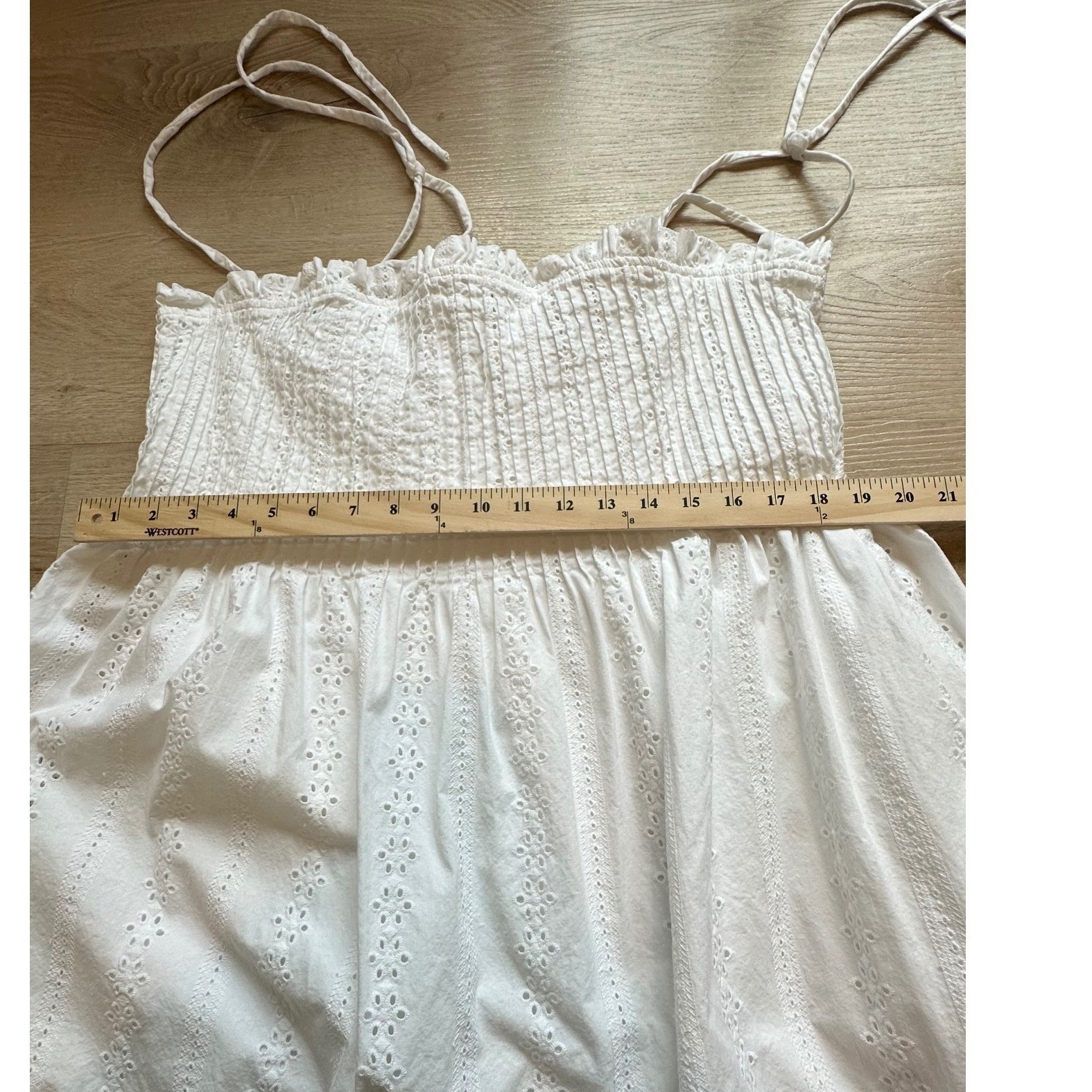 Free Assembly Eyelet Smocked Top Womens Cottagecore Boho Large White Cotton