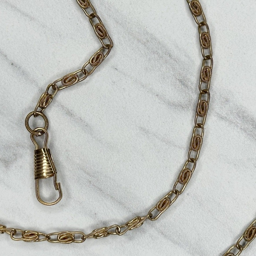 Skinny Gold Tone Swirl Chain Link Purse Handbag Replacement Strap 47″