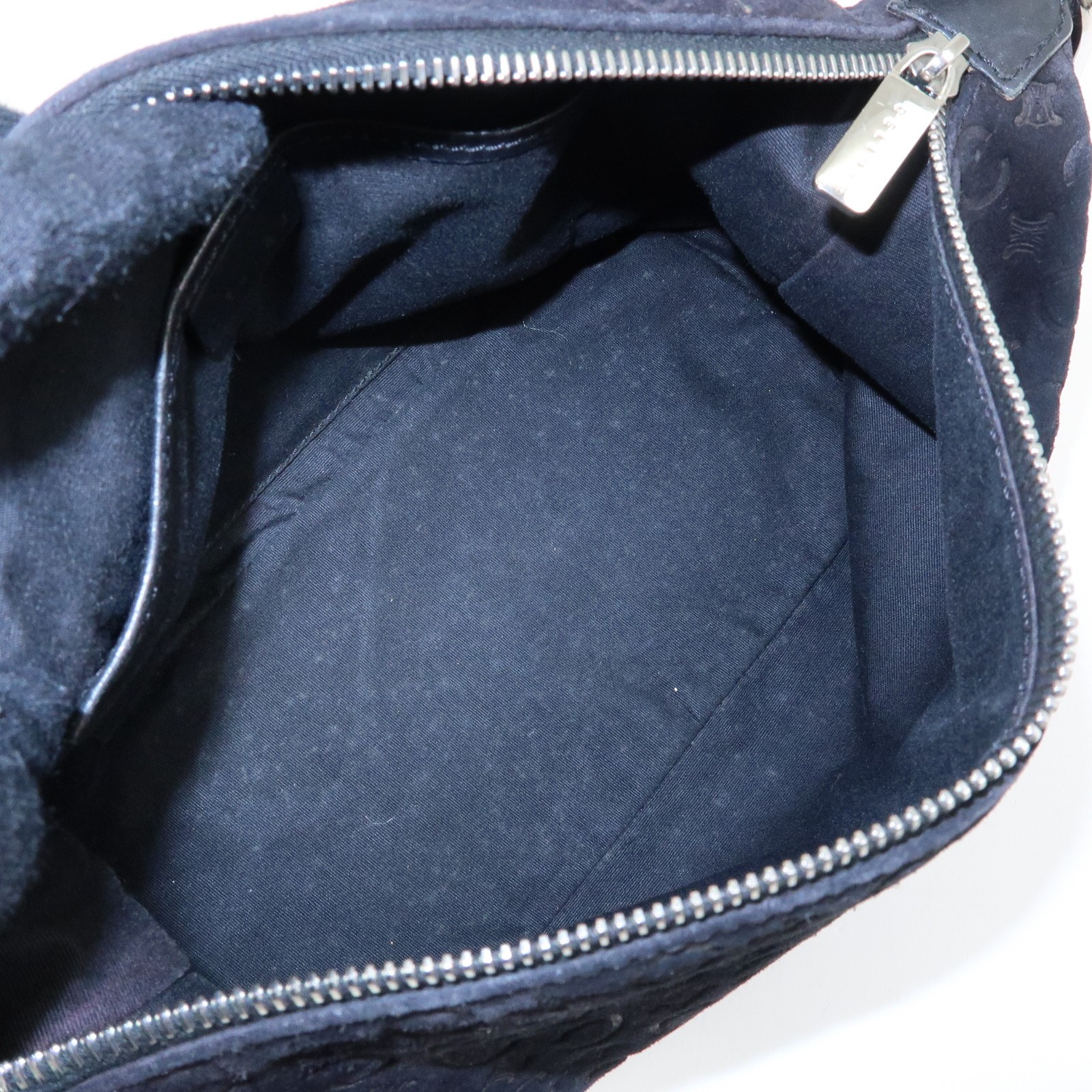 CELINE C Macadam Suede Leather Shoulder Bag Hand Bag Black Authentic Used F/S
