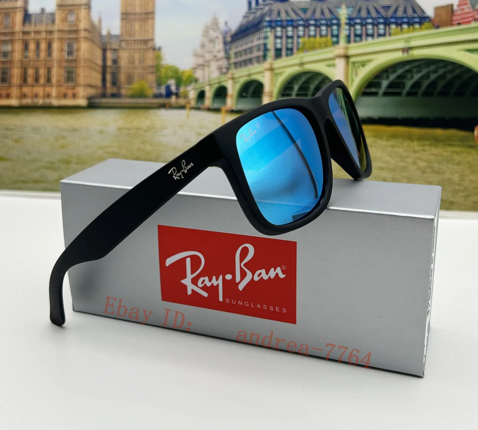 Ray-Ban RB4165 Justin Sunglasses Polarized Blue Lens Matte Black Frame 54mm Men