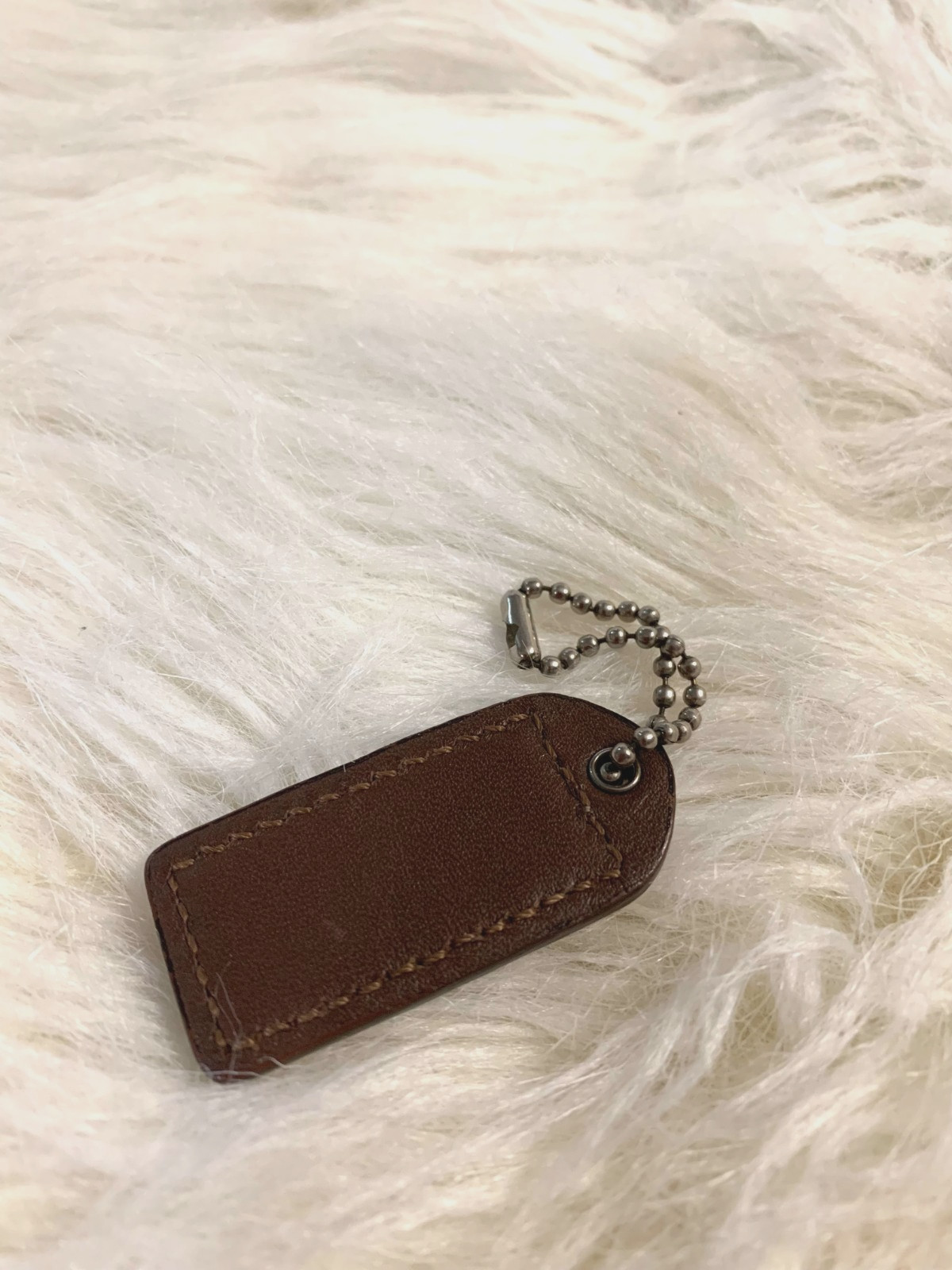 Authentic COACH Dark Brown Leather Lozenge Hang Tag Purse Charm 1.75″