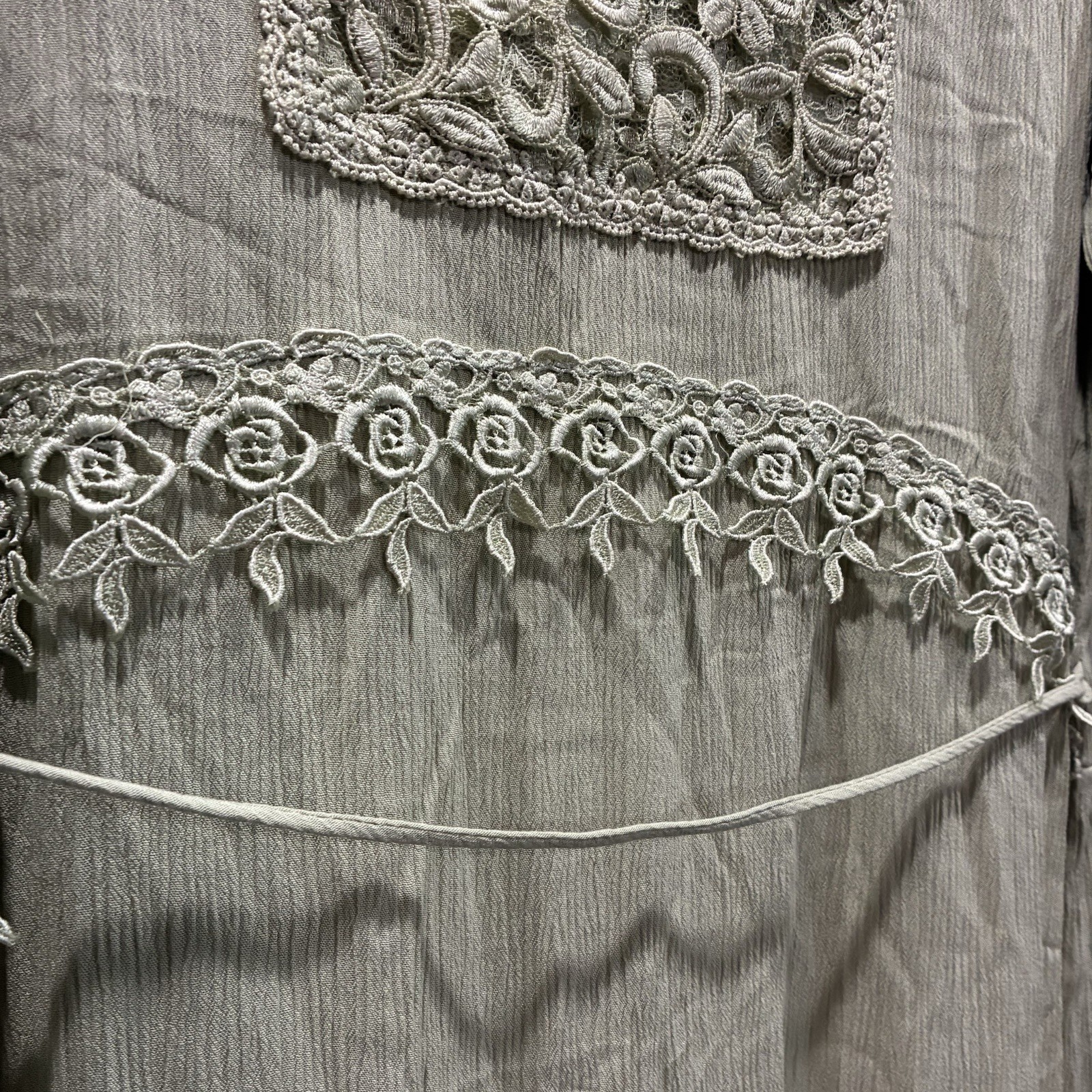 Magnet Art Sage Green Rayon Floral Lace Maxi Dress Boho Autumn Wedding Guest M