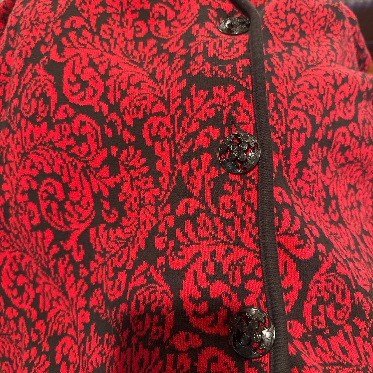 JM Collection Red and Black Cardigan with cute buttons