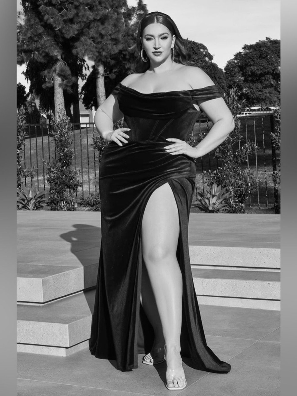 LaDivine by Cinderella Divine Nyra Black Velvet Gown Maxi Dress Size 24