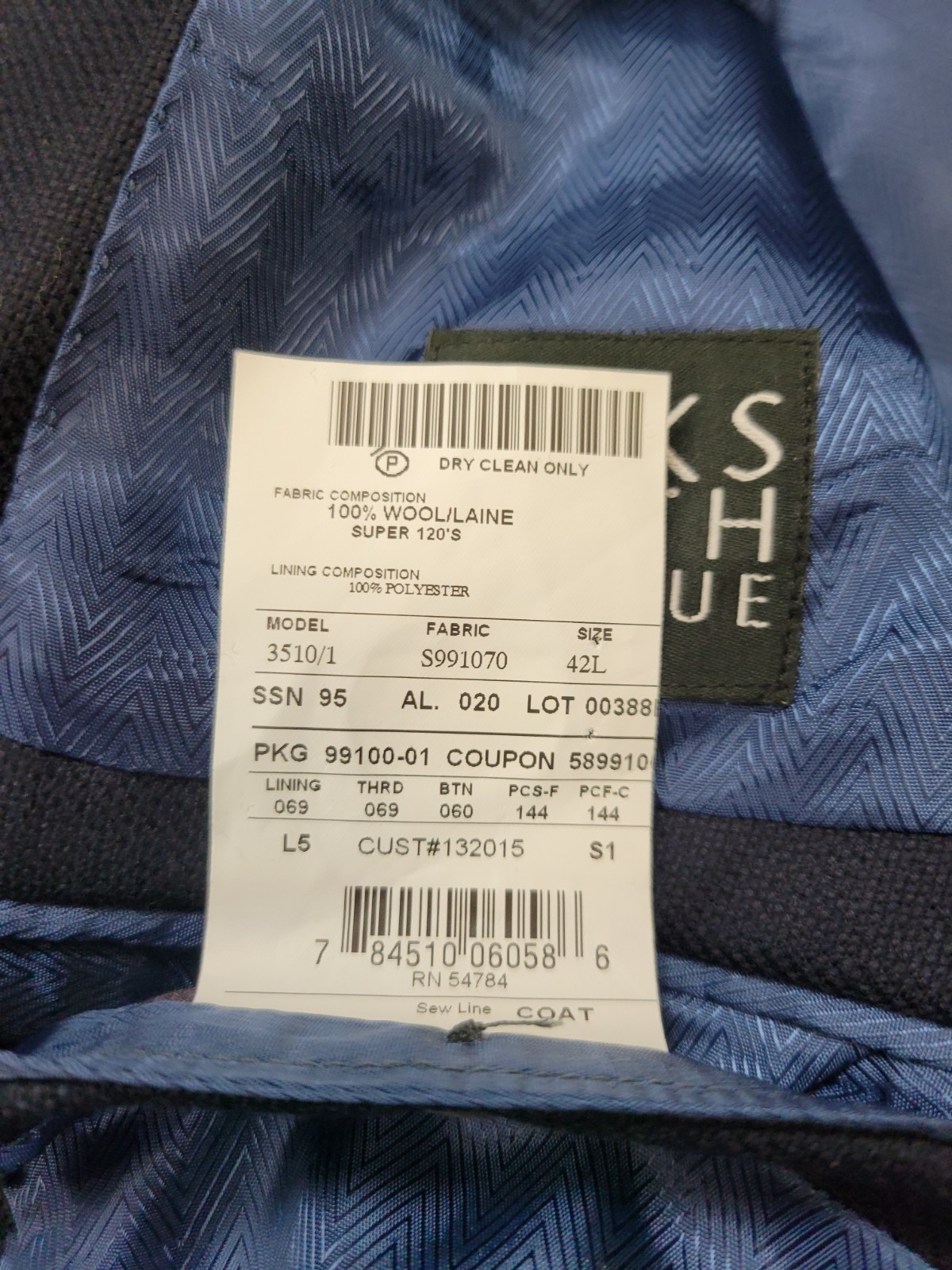 LORO PIANA Blazer 100% WOOL Hopsack SAKS 5TH AVE Men’s 42 L Navy Blue USA MADE