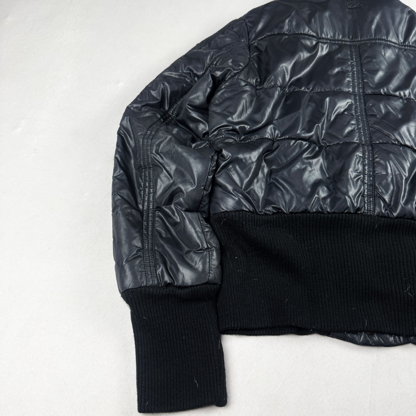 Womens Vintage Black Cropped Puffer Jacket Quilted Bubble Coat Y2K Streetwear