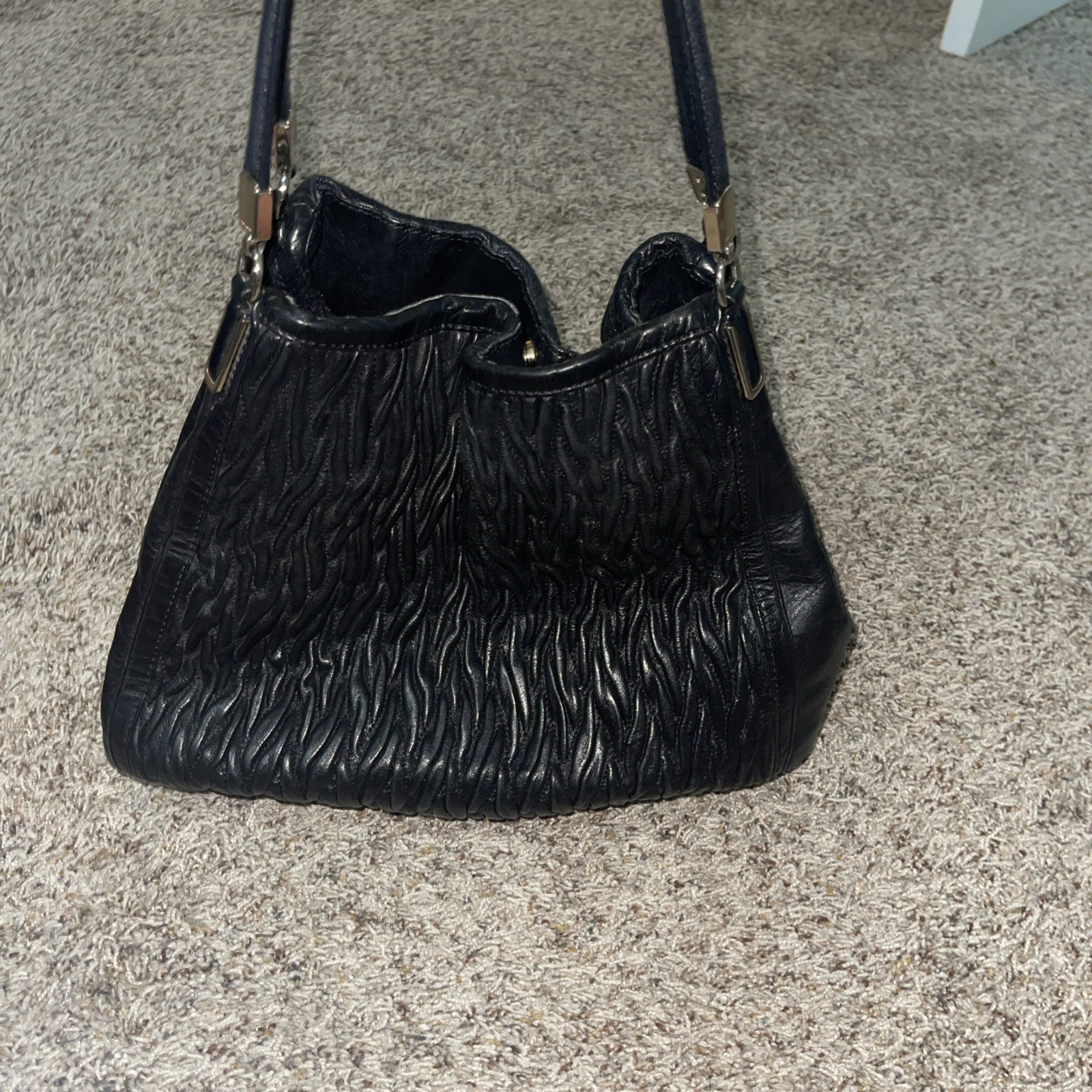 Coach Madison Phoebe Gathered Twist Leather Shoulder Bag Black w/dust bag