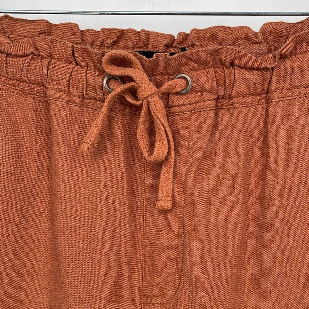 Sanctuary Linen Blend Joggers XL Burnt Orange Tie Waist 2 Front Pockets