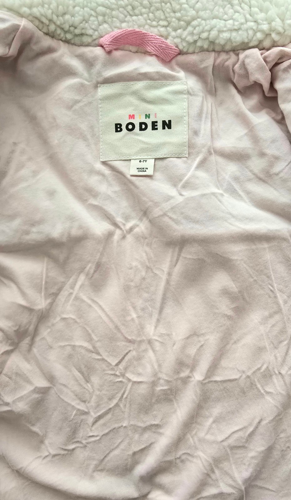 NWOT Mini Boden Cream Pretty Borg Mix Jacket, Sz 5/6-11/12