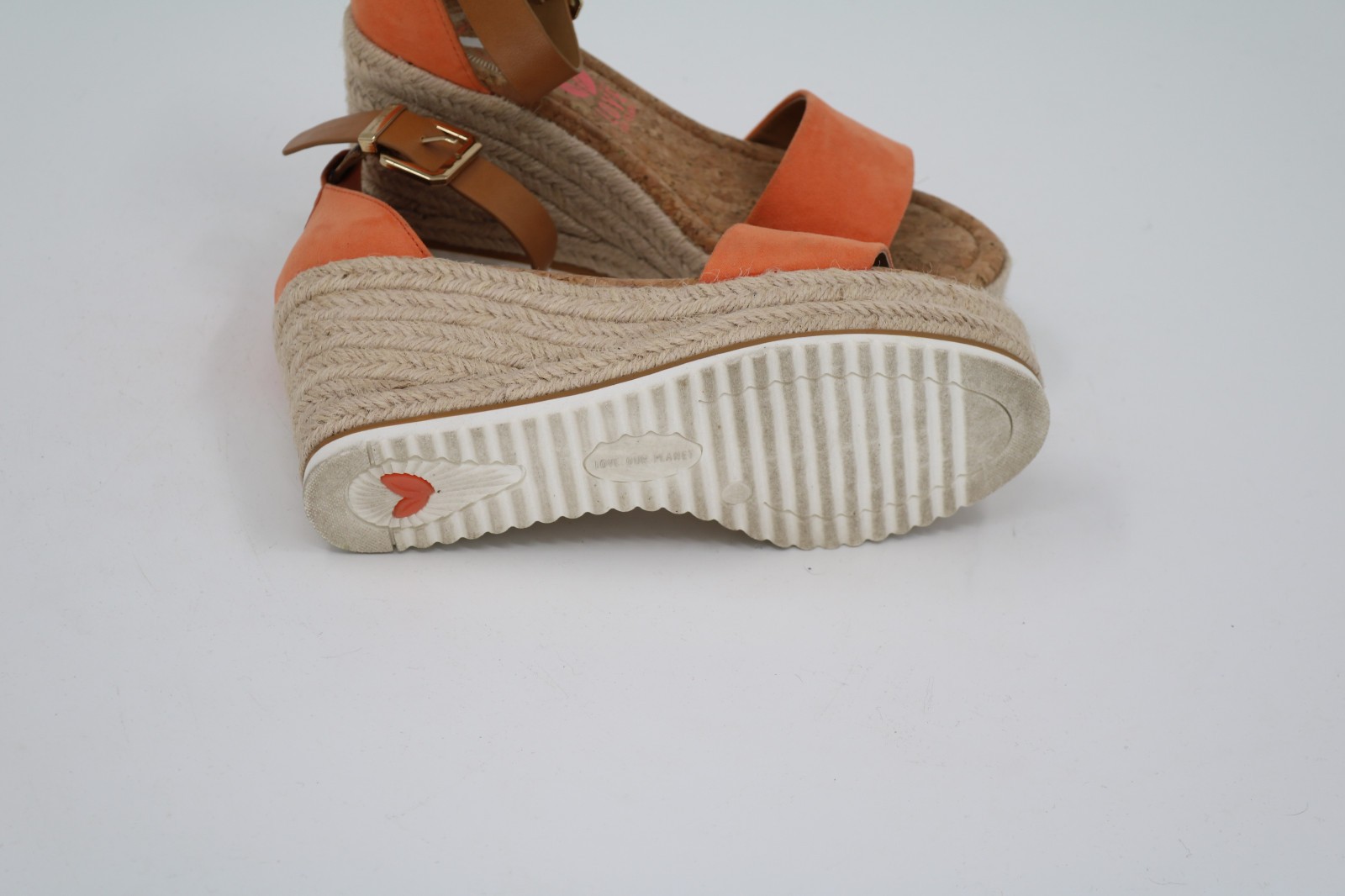 Love Your Planet Summer Wedge Sandal in Orange Size 37