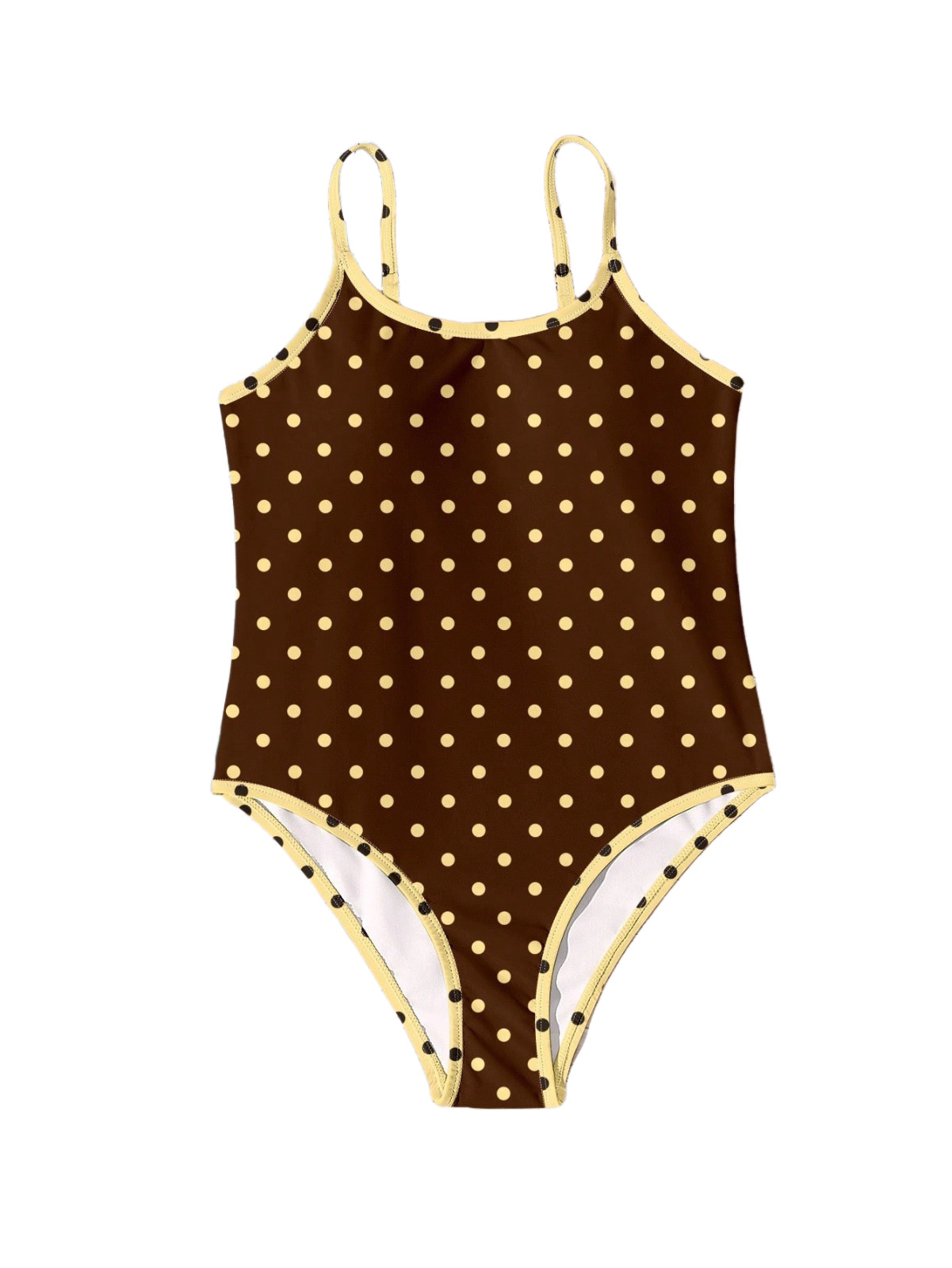 YOUR CHOICE BROWN POLKA DOTSY BIKINI or ONE PIECE SWIMSUIT size 10 13 14