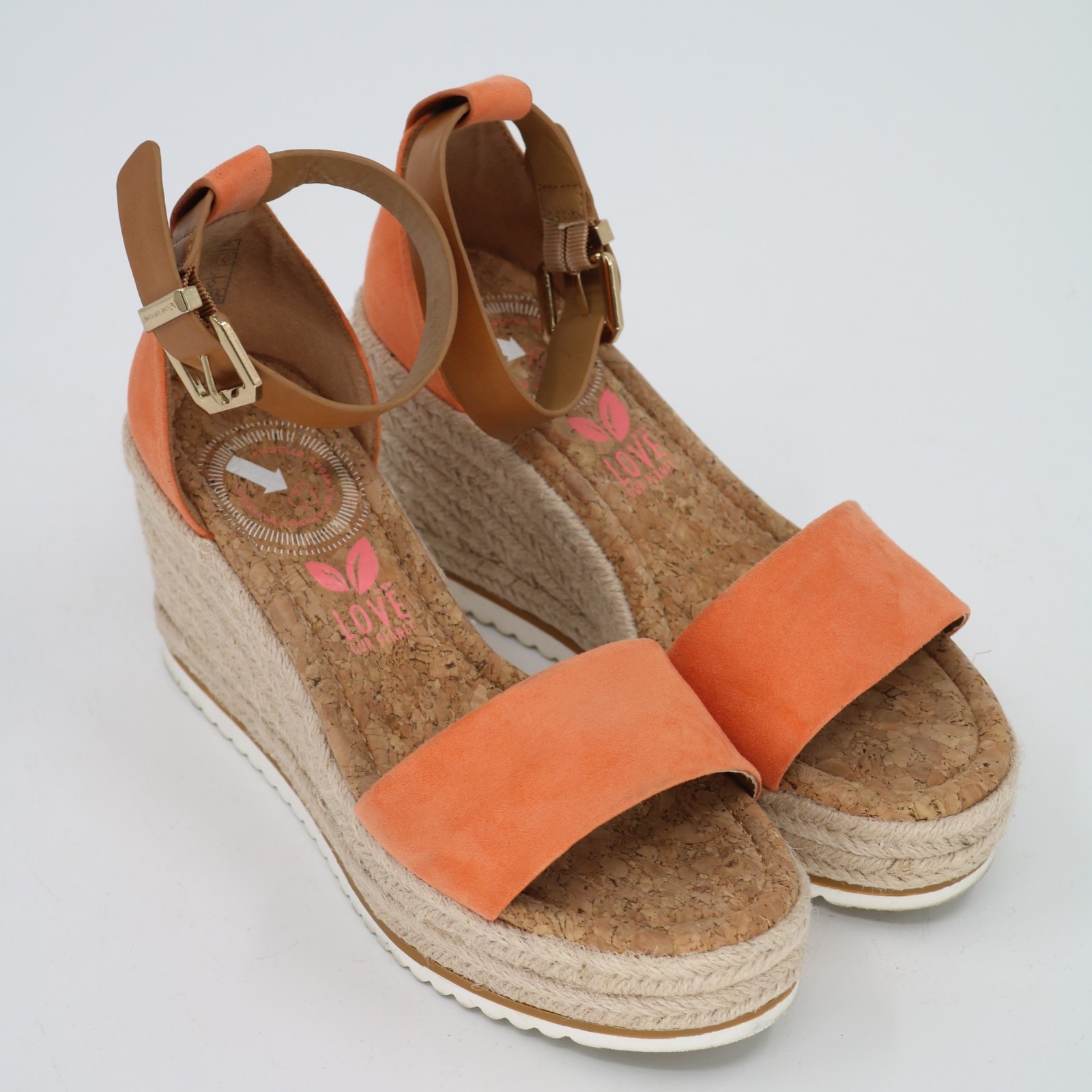 Love Your Planet Summer Wedge Sandal in Orange Size 37