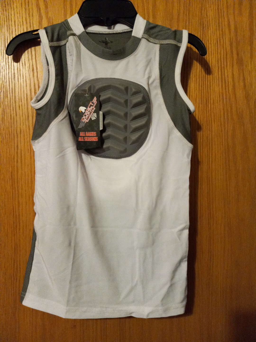 Mens Exxact Sports Chest Shield Padded Compression Shirt White Size YM Polyester